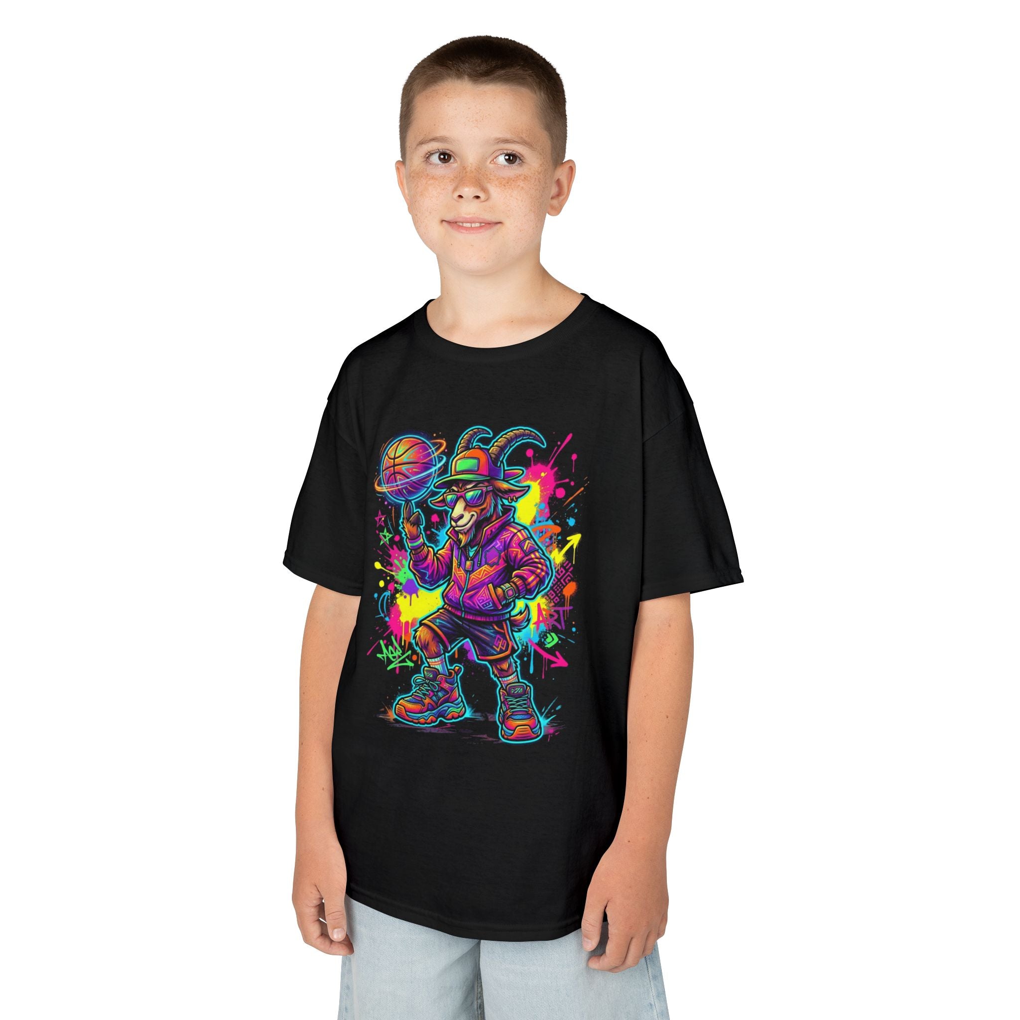 Kids Basketball Player Neon Splash T-Shirt | Cr8tive Designs