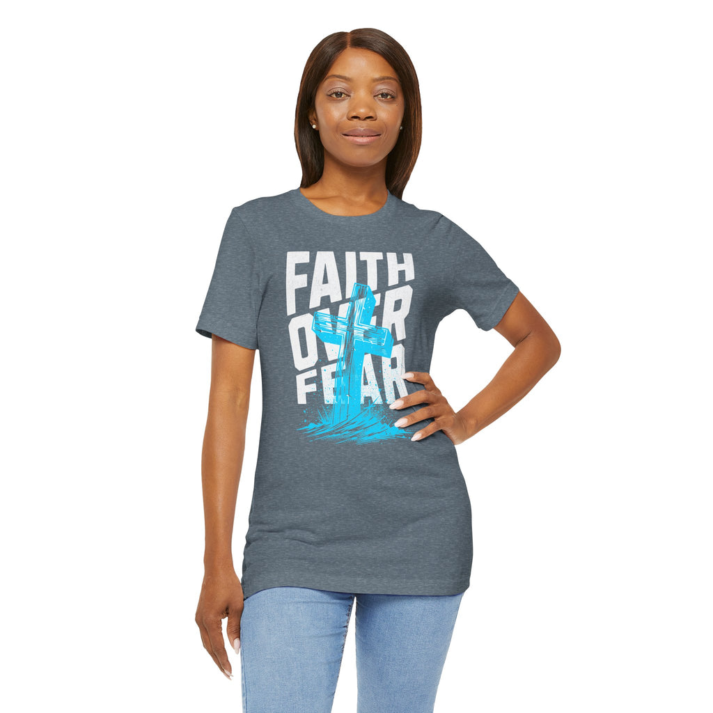 Faith Over Fear T-Shirt | Christian Cross Inspirational Tee | Cr8tive Designs