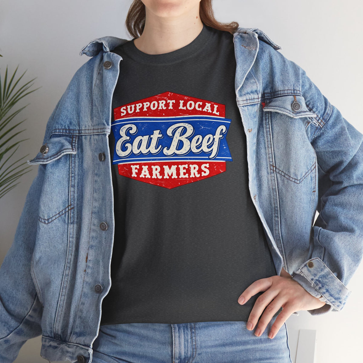 Support Local Farmers Eat Beef T-Shirt | Retro Badge Agriculture Graphic Tee | Cr8tive Designs