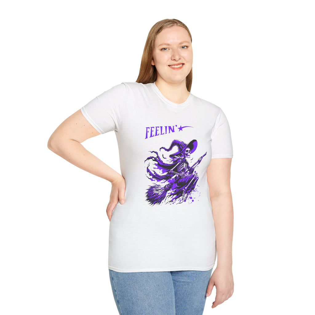 Feelin' Witch Skeleton T-Shirt | Purple Gothic Halloween Tee | Cr8tive Designs