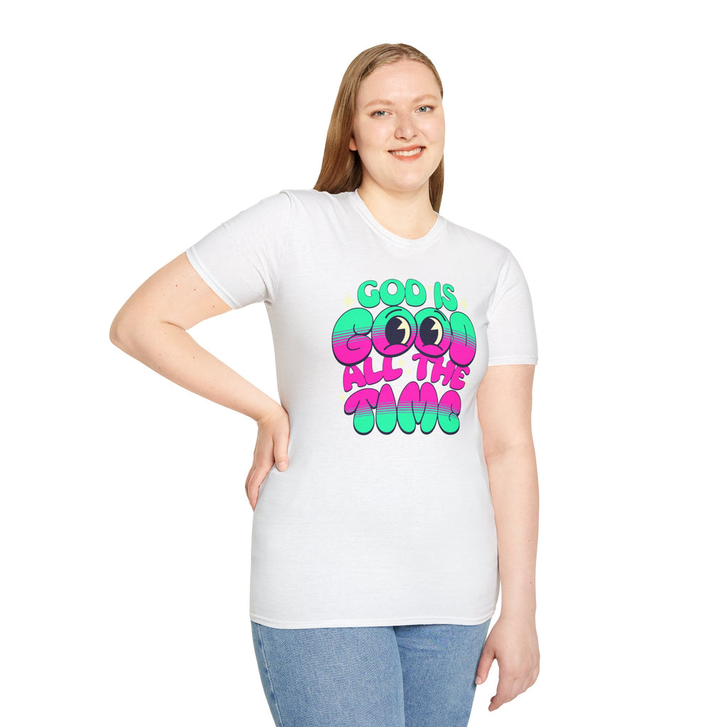 God Is Good All The Time T-Shirt | Retro Neon Faith Graphic Tee | Cr8tive Designs