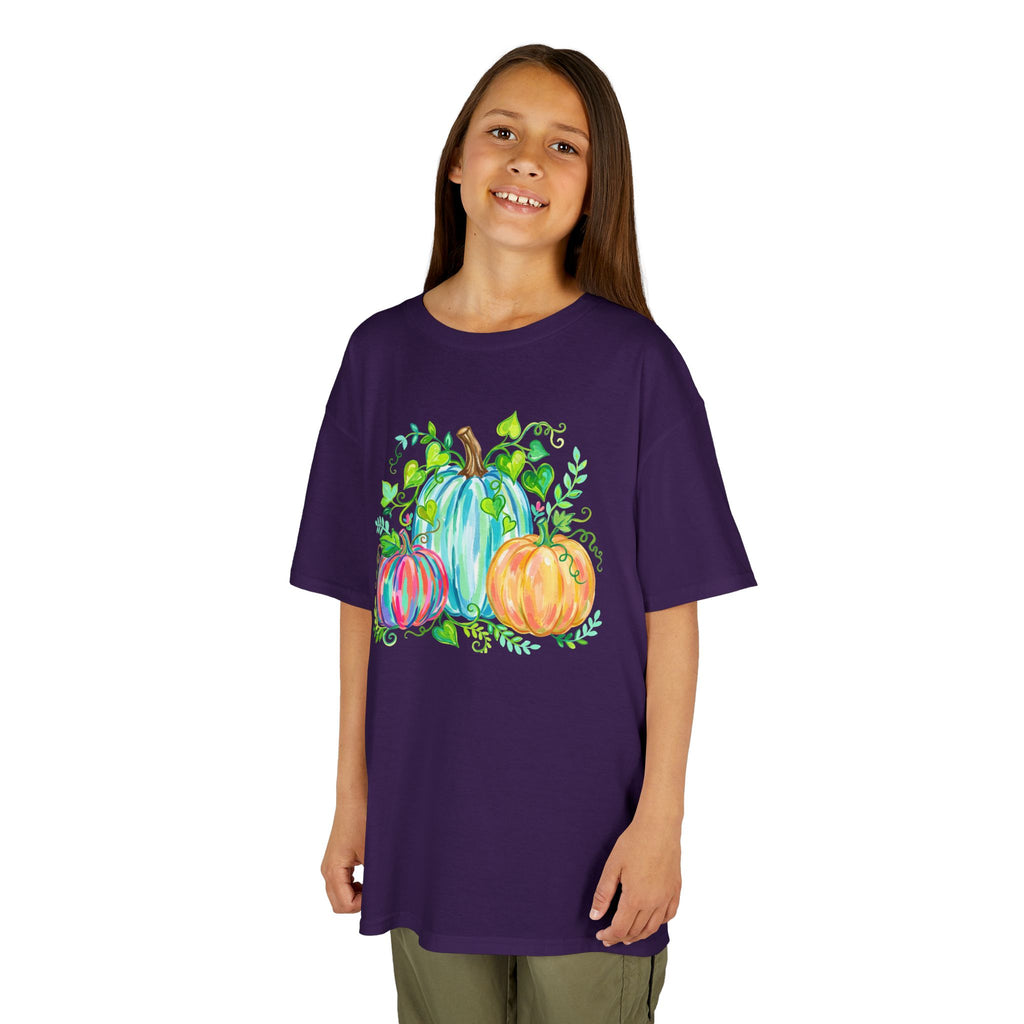 Colorful Watercolor Pumpkins Kids Tee | Bright Fall Graphic T-Shirt | Cr8tive Designs
