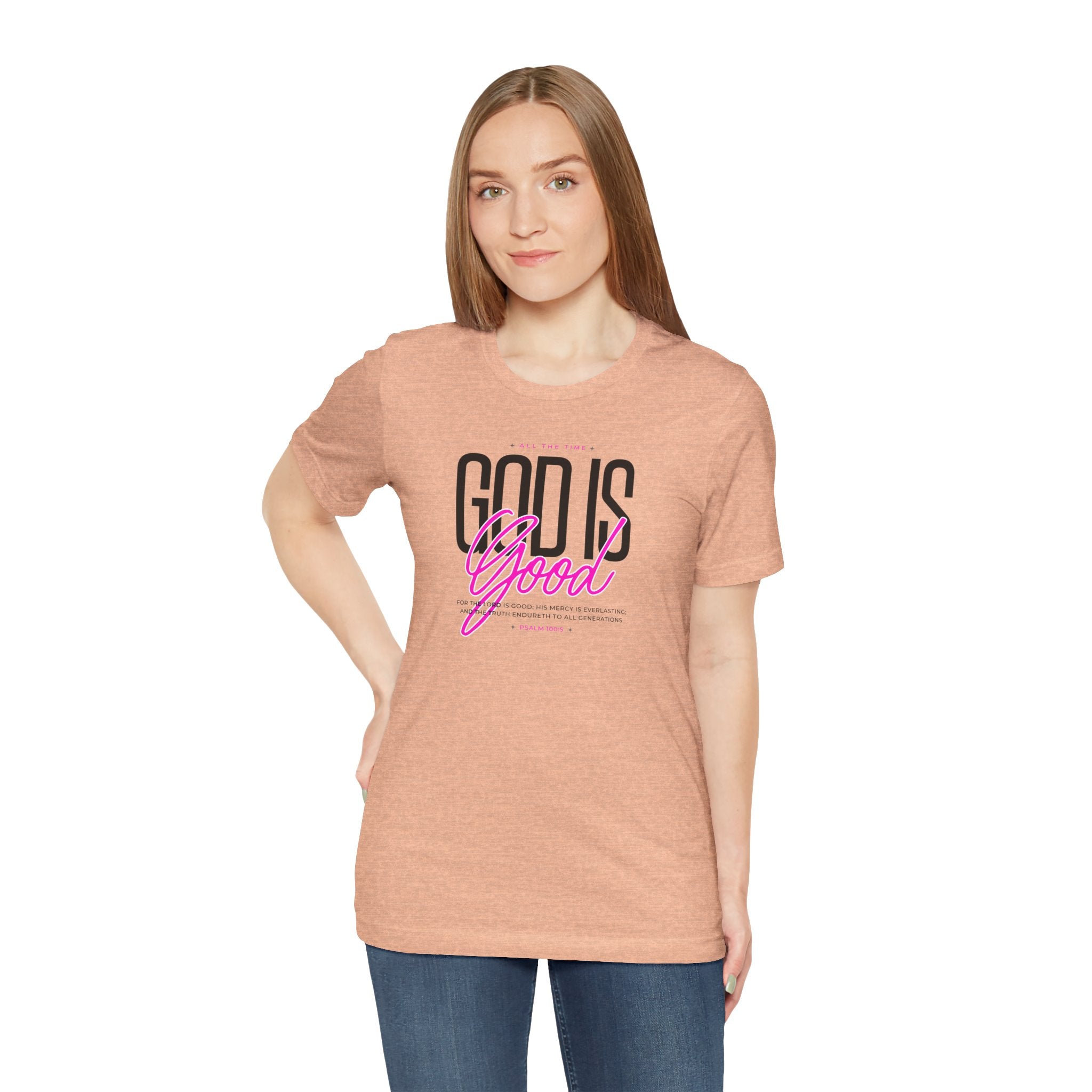 God Is Good T-Shirt | Faith Christian Tee with Pink Script | Cr8tive Designs