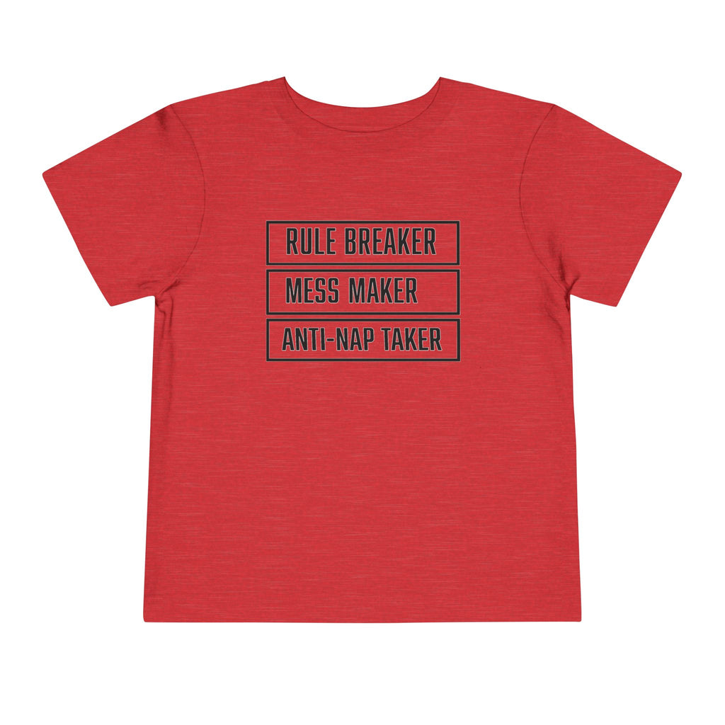 Rule Breaker Mess Maker Toddler Tee | Funny Anti-Nap Kids T-Shirt | Cr8tive Designs