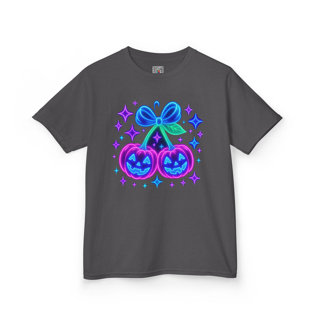 Kids T-Shirt | Neon Halloween Jack-O’-Lantern Cherries Graphic | Cr8tive Designs