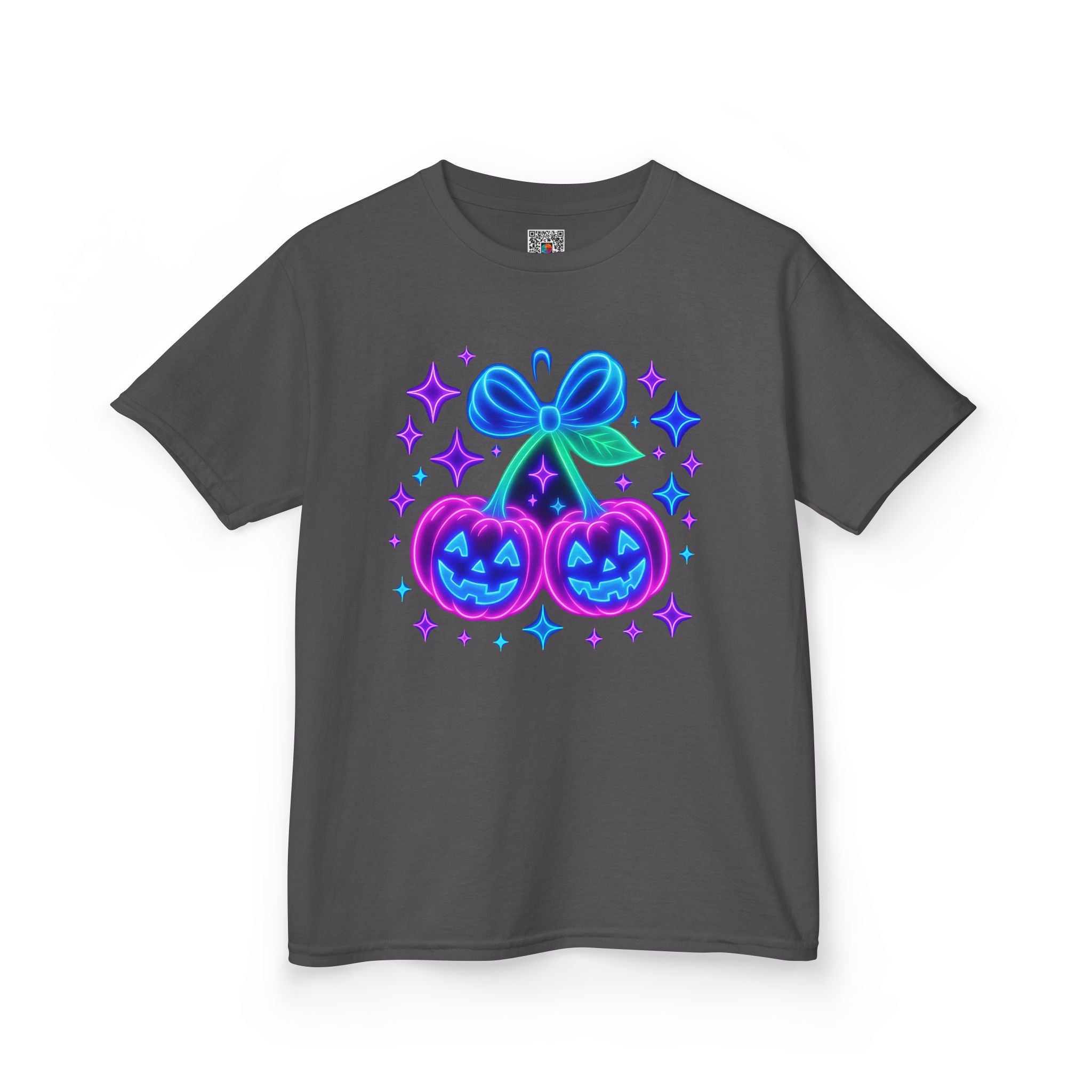 Kids T-Shirt | Neon Halloween Jack-O’-Lantern Cherries Graphic | Cr8tive Designs