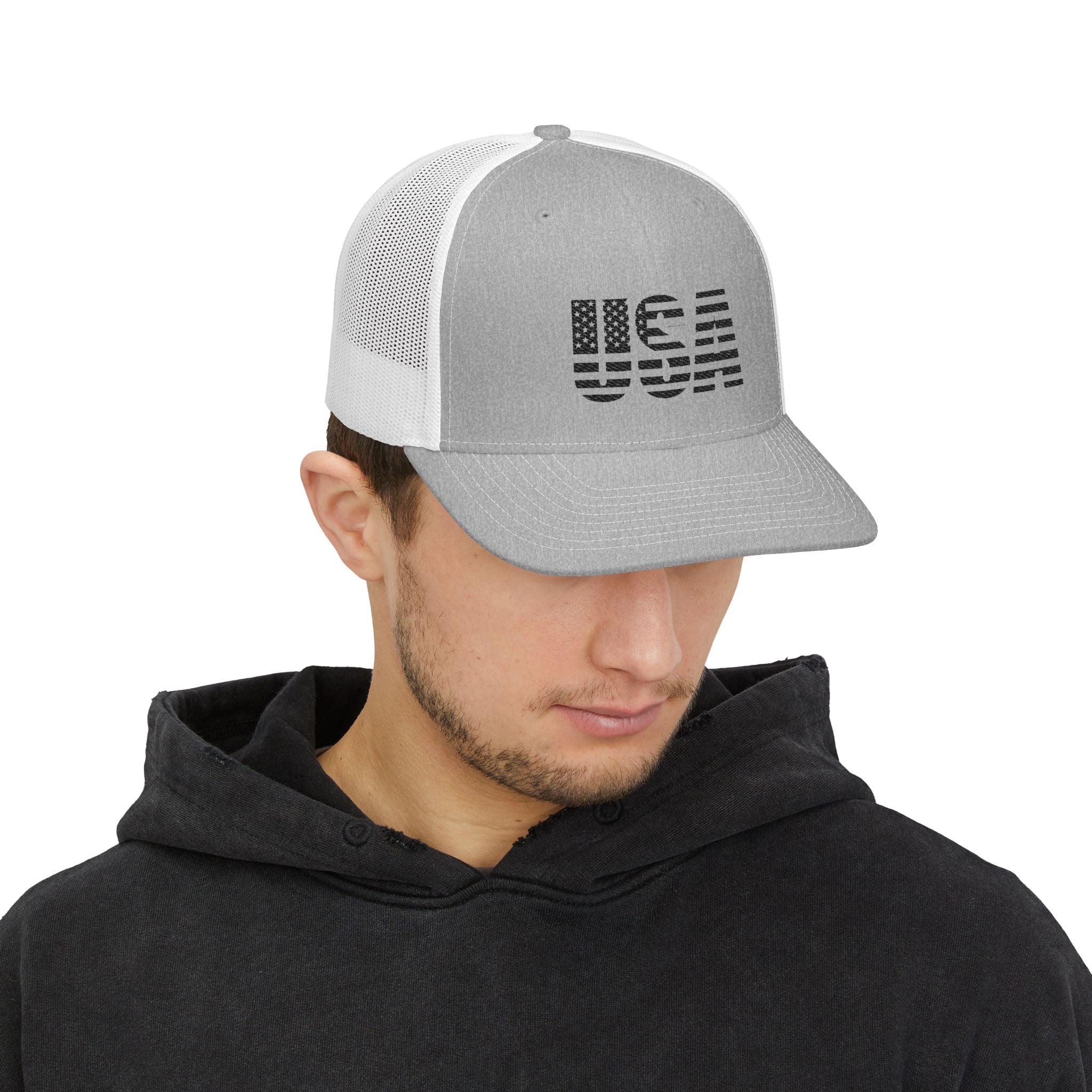 USA Flag Embroidered Snapback Trucker Cap