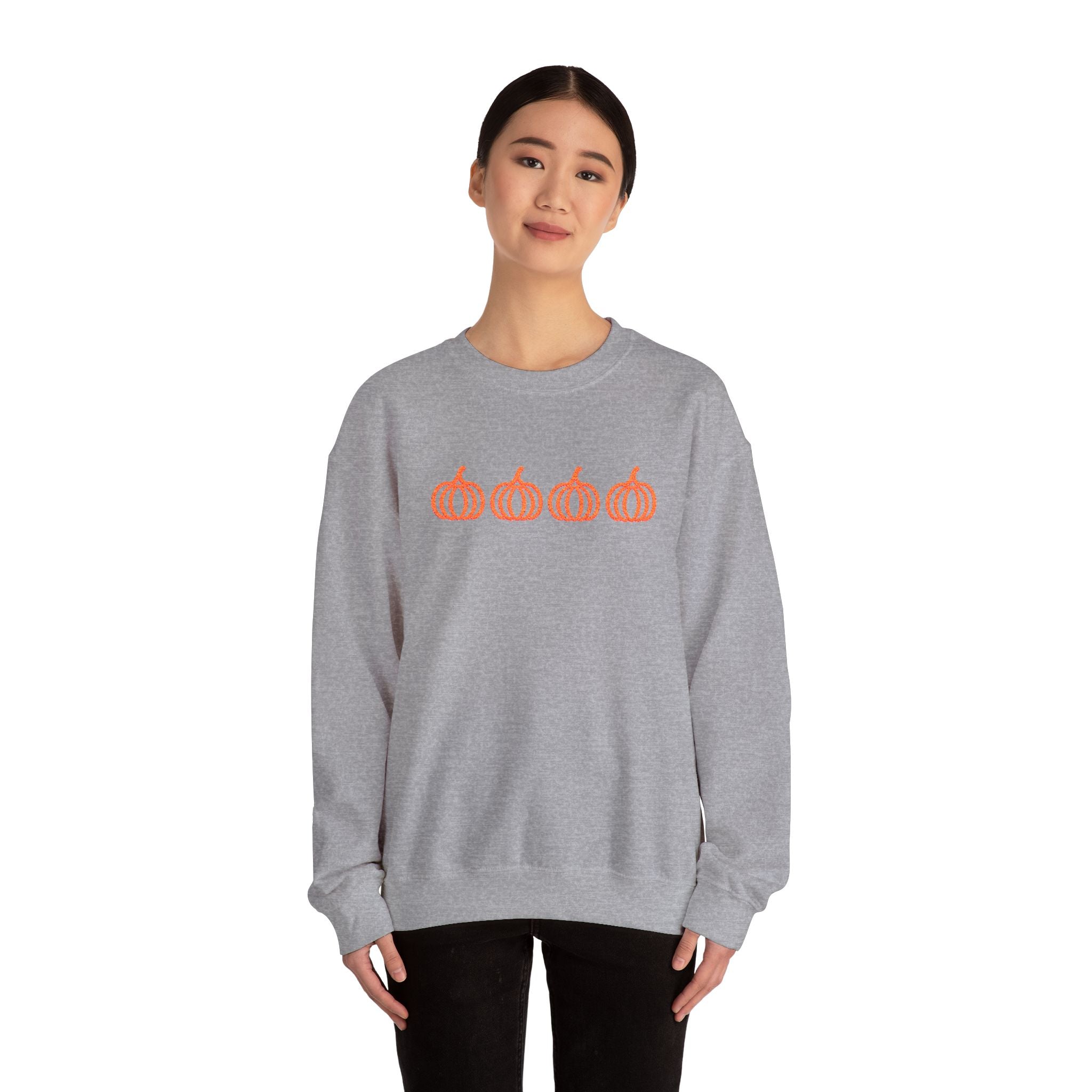 Embroidered Pumpkins Sweatshirt | Retro Embroidered Fall Crewneck | Cr8tive Designs
