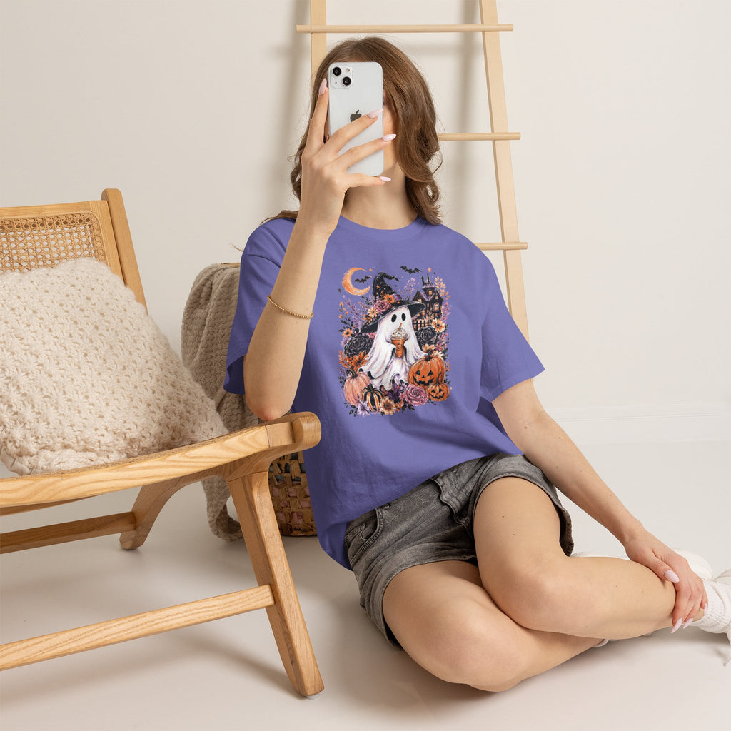 Halloween Ghost Coffee T-Shirt | Vintage Spooky Autumn Tee | Cr8tive Designs