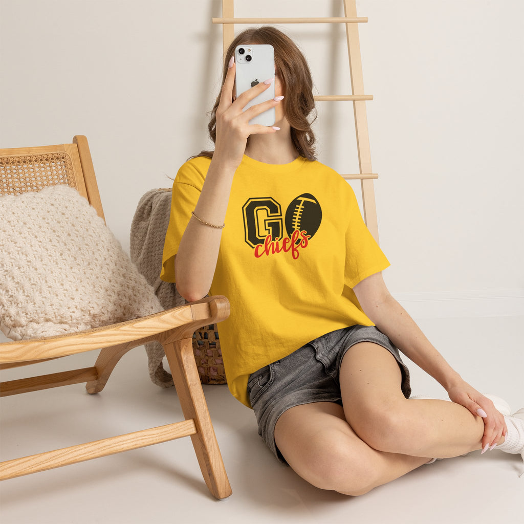 Go Chiefs Football T-Shirt | Game Day Tailgate Graphic Tee | Cr8tive Designs