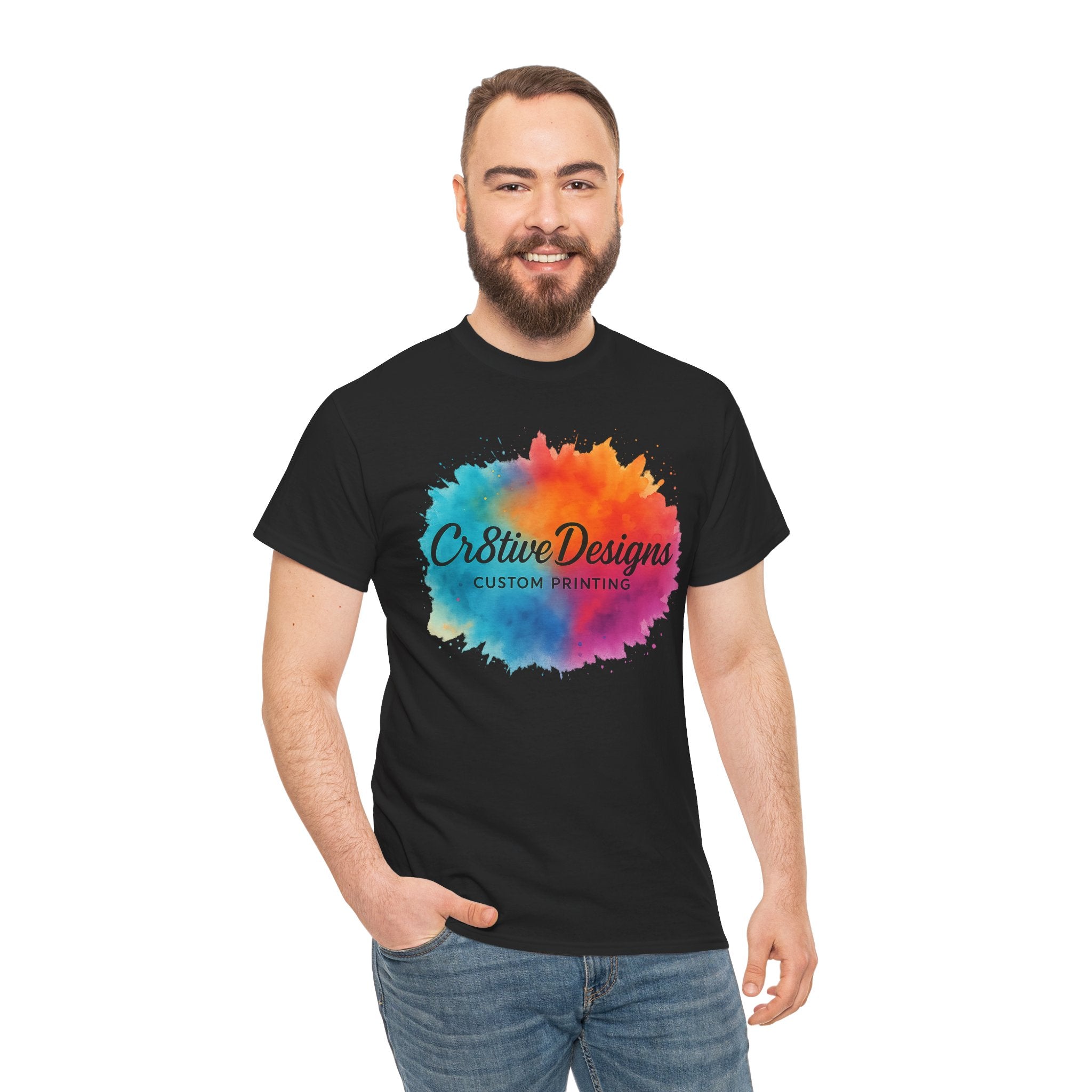Watercolor Splash T‑Shirt — "Cr8tive Designs" Custom Printing Logo Tee