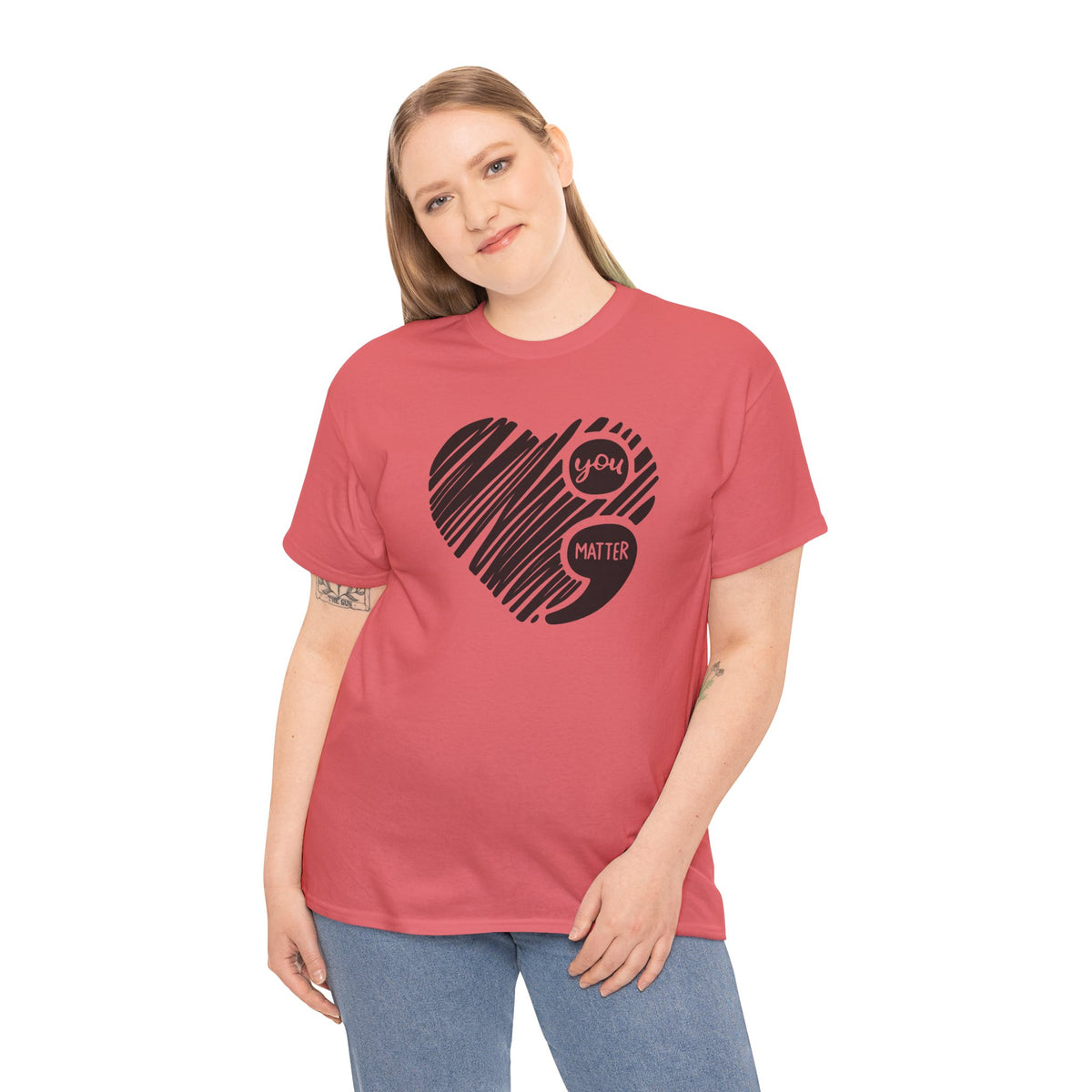 You Matter Semicolon Heart T-Shirt | Mental Health Awareness Graphic Tee | Cr8tive Designs