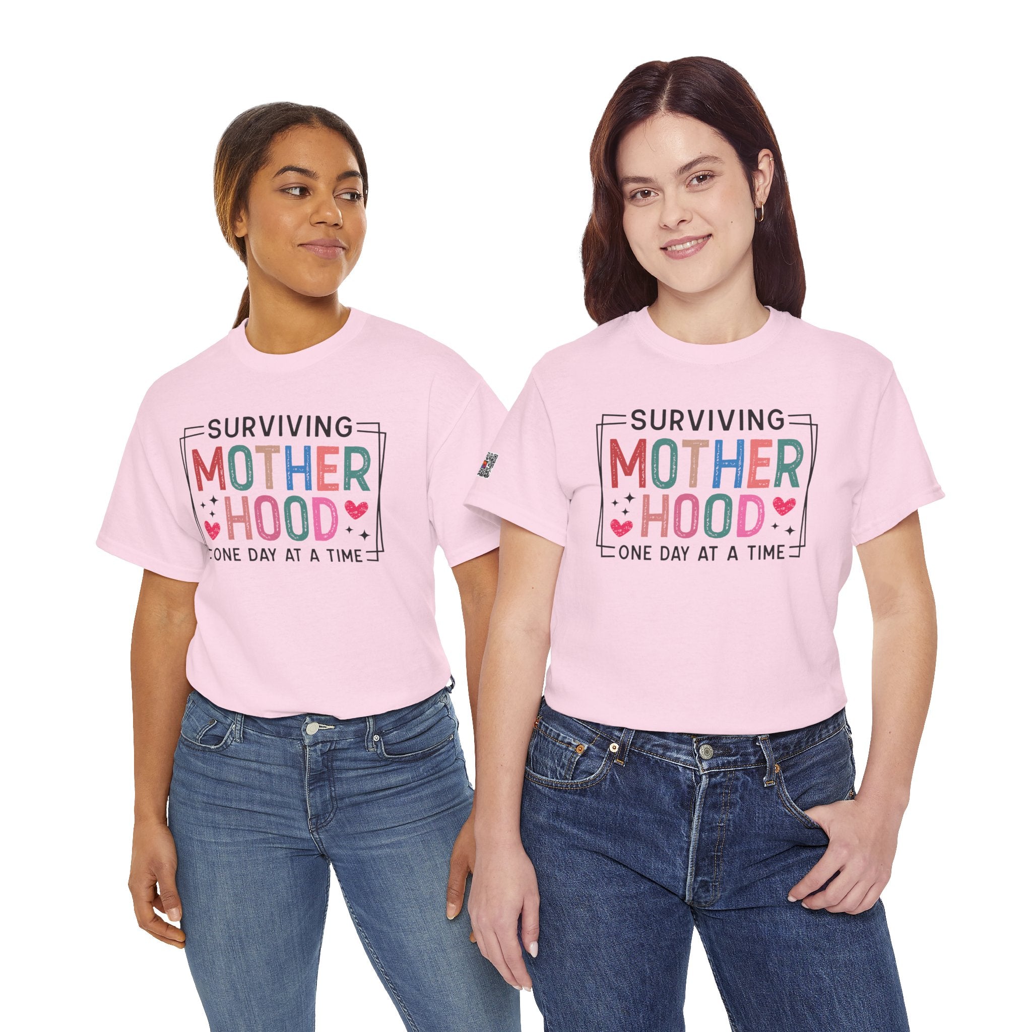 Surviving Motherhood One Day at a Time T-Shirt | Funny Mom Life Graphic Tee | Colorful Statement Shirt | Cr8tive Designs