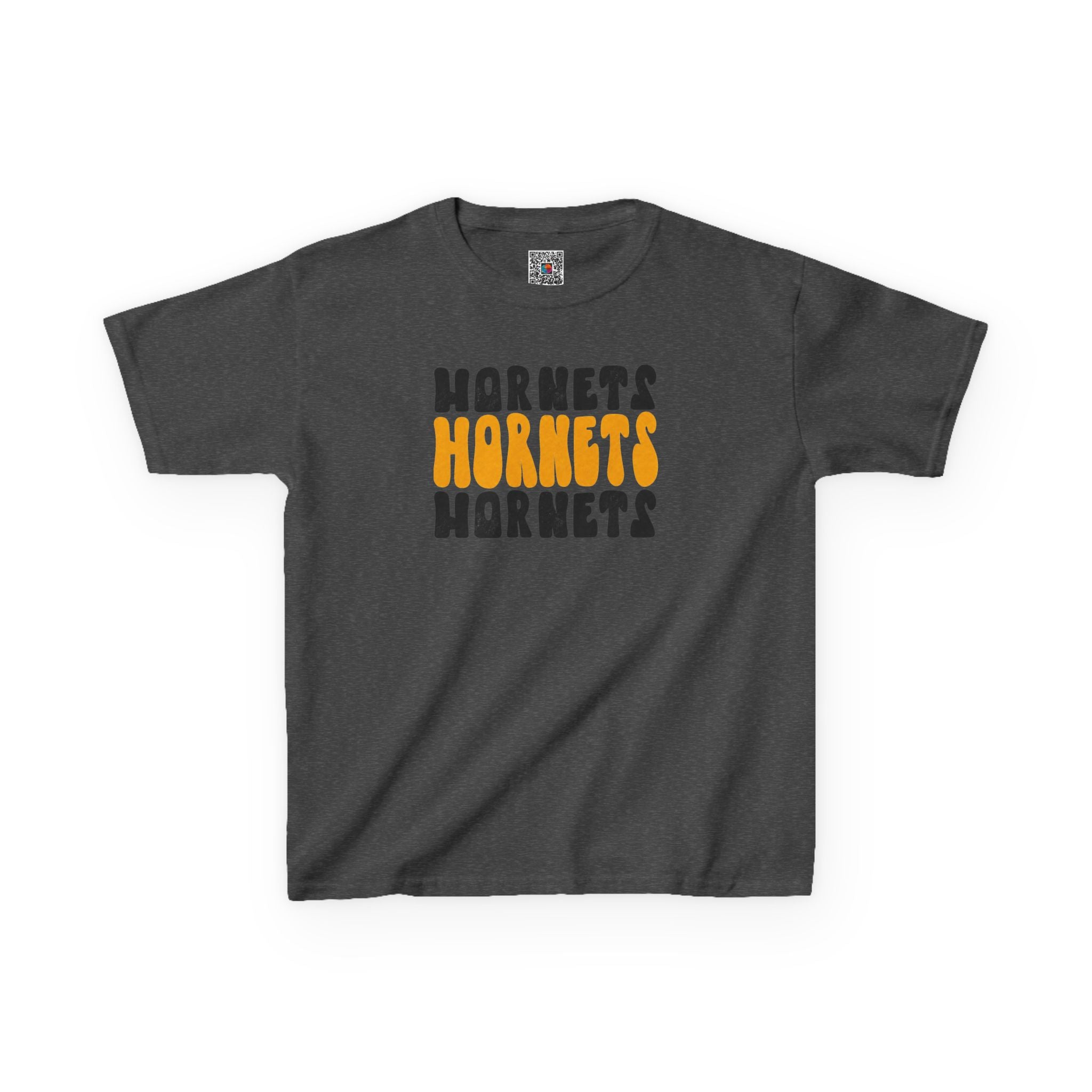Retro Groovy Hornets Youth T-Shirt | Wavy Stacked School Spirit Mascot Tee | Cr8tive Designs