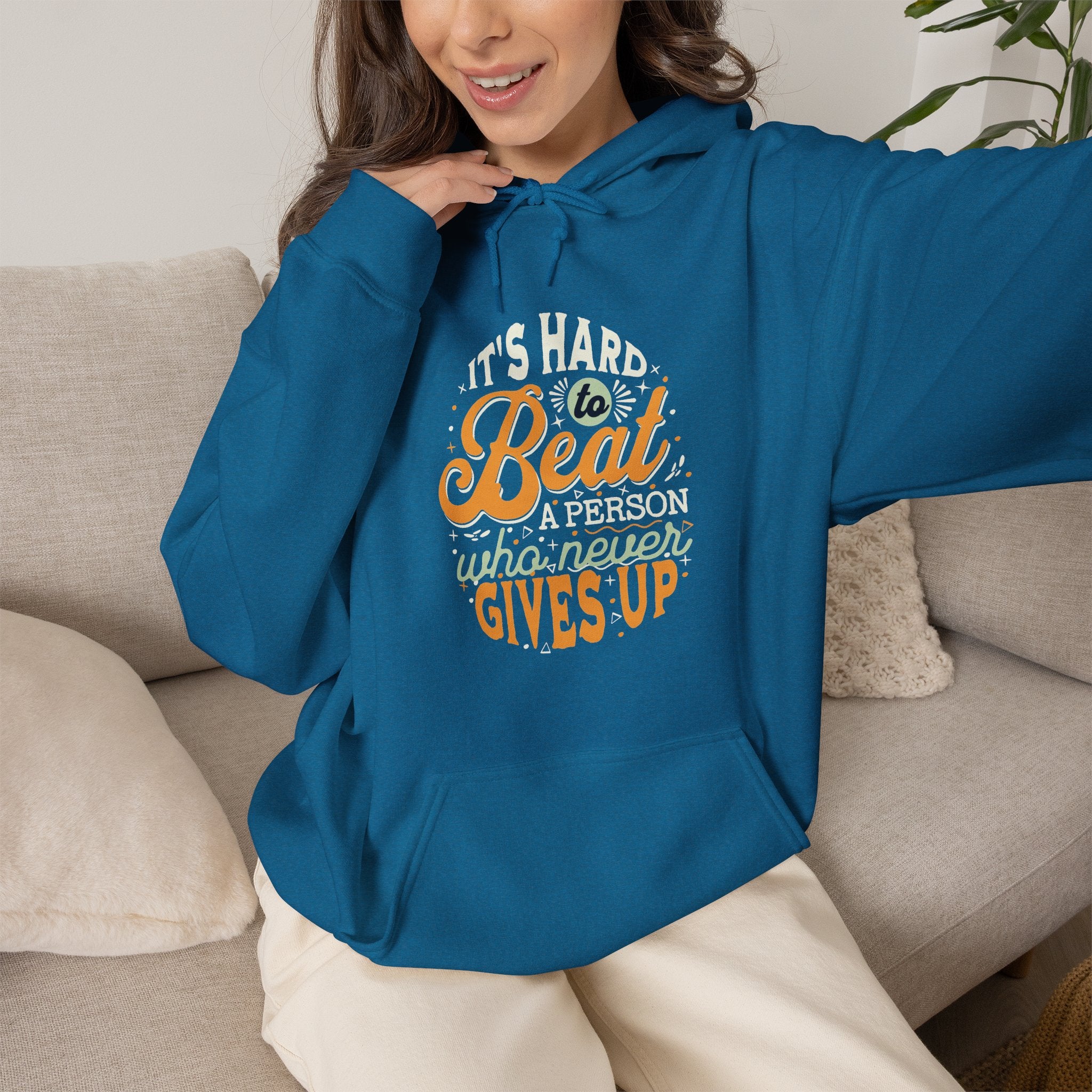 Never Gives Up Hoodie | Inspirational Retro Motivational Design | Cr8tive Designs