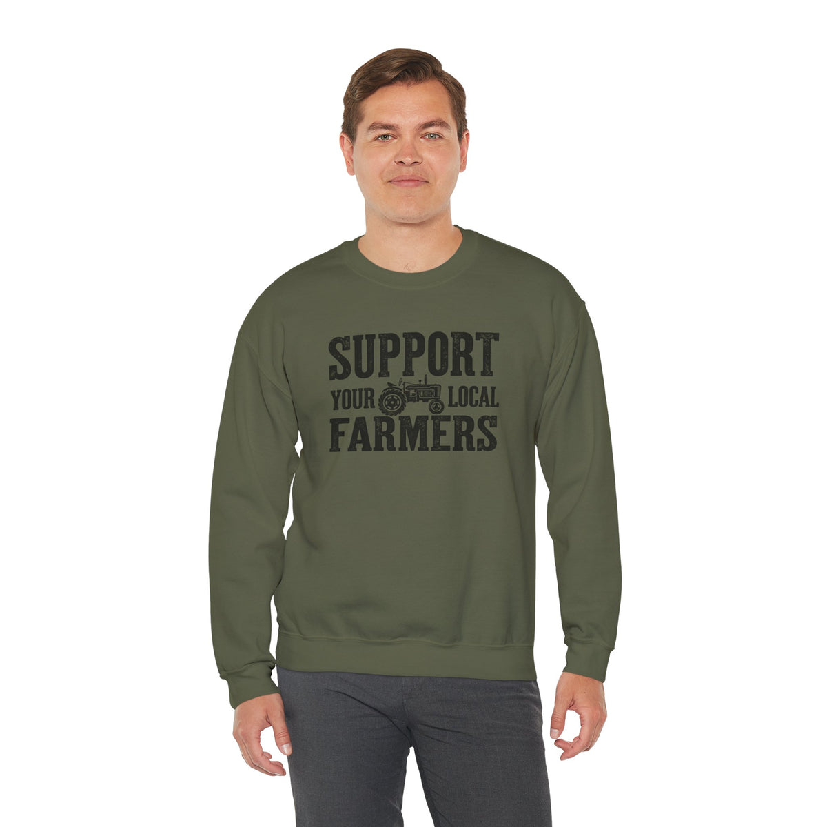 Support Your Local Farmers Sweatshirt | Rustic Tractor Agriculture Crewneck | Cr8tive Designs