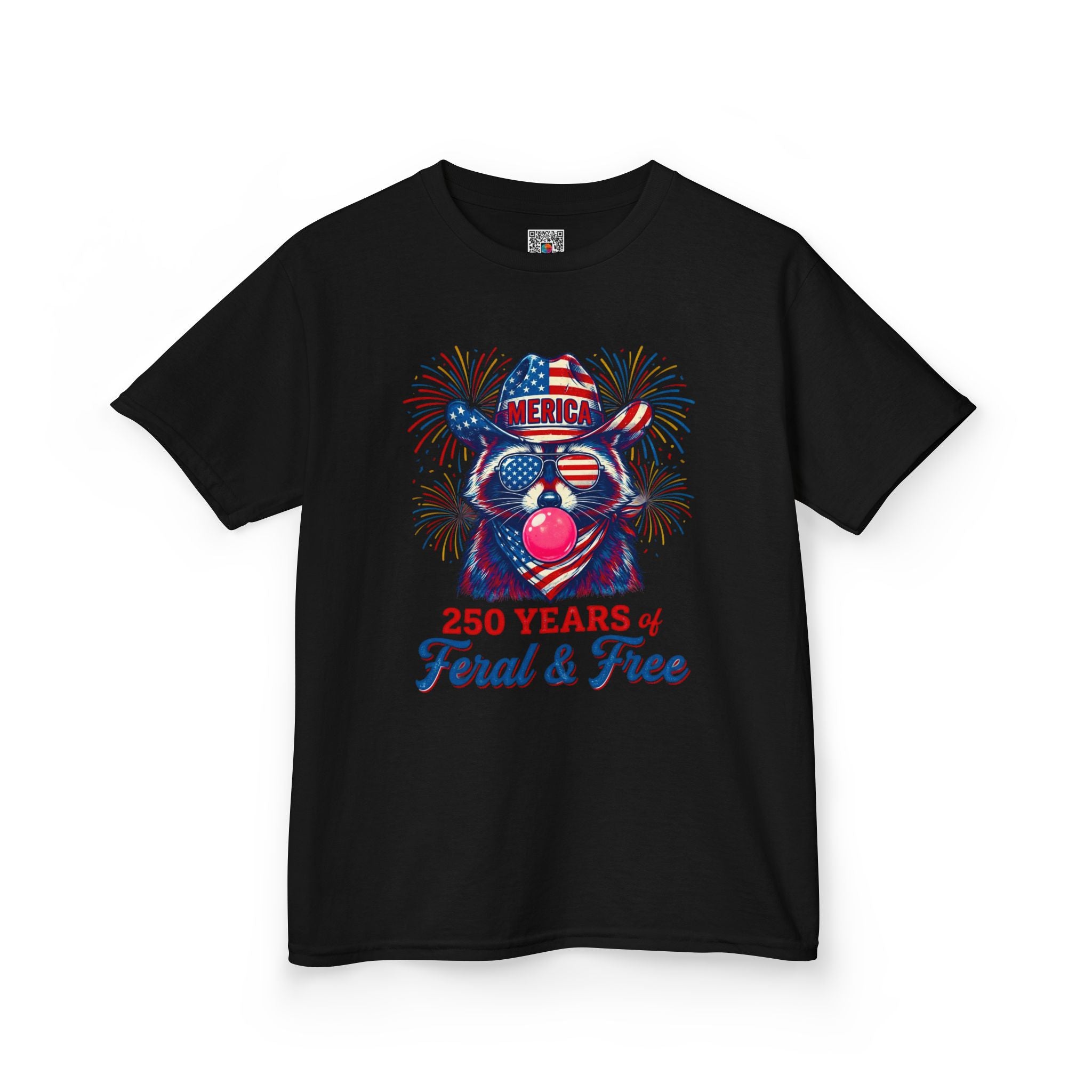 Kids '250 Years of Feral & Free' Patriotic Cow T-Shirt| Cr8tive Designs