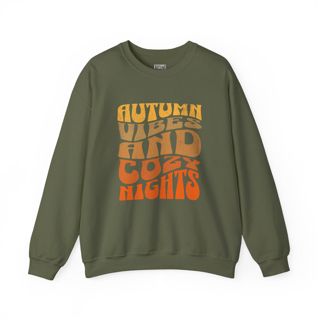 Autumn Vibes and Cozy Nights Sweatshirt | Retro Wavy Fall Crewneck | Cr8tive Designs