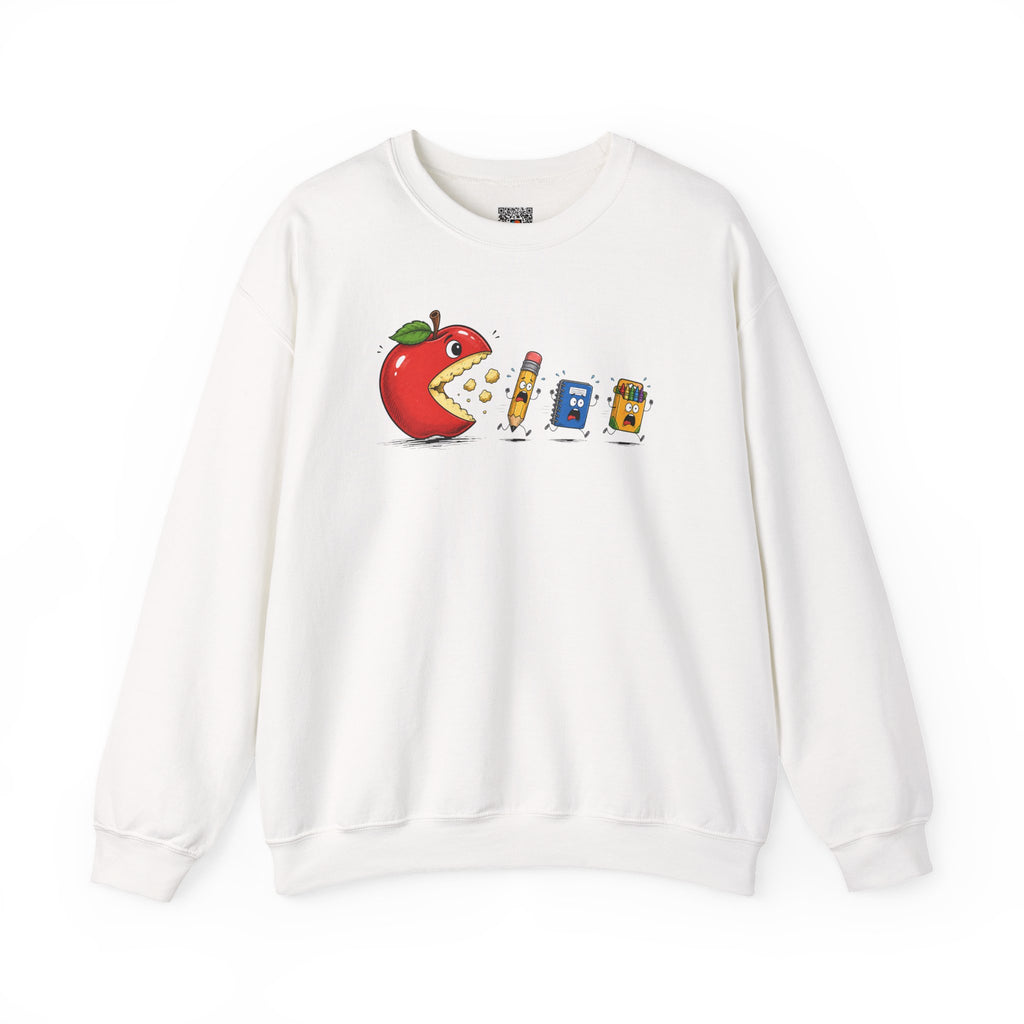 Crewneck Sweatshirt | Playful 'Apple Pac-Man' Back-to-School Graphic | Cr8tive Designs