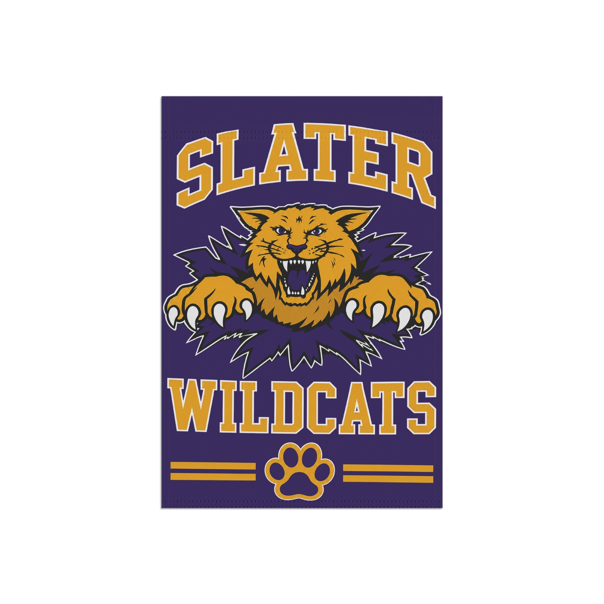 Slater Wildcats Purple & Gold Garden Flag | 12" × 18" School Spirit Flag | Cr8tive Designs