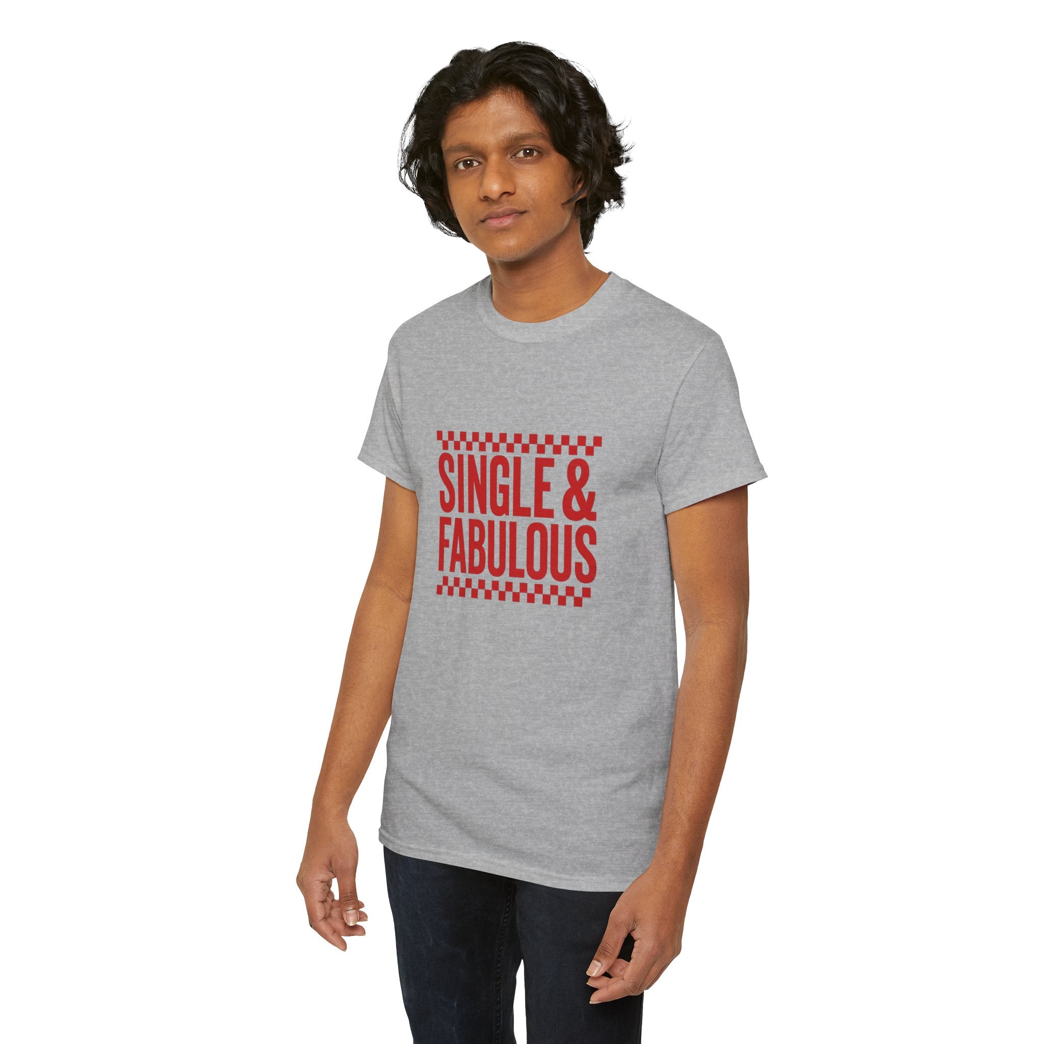 Single & Fabulous Tee — Bold Red Statement T‑Shirt for Singles