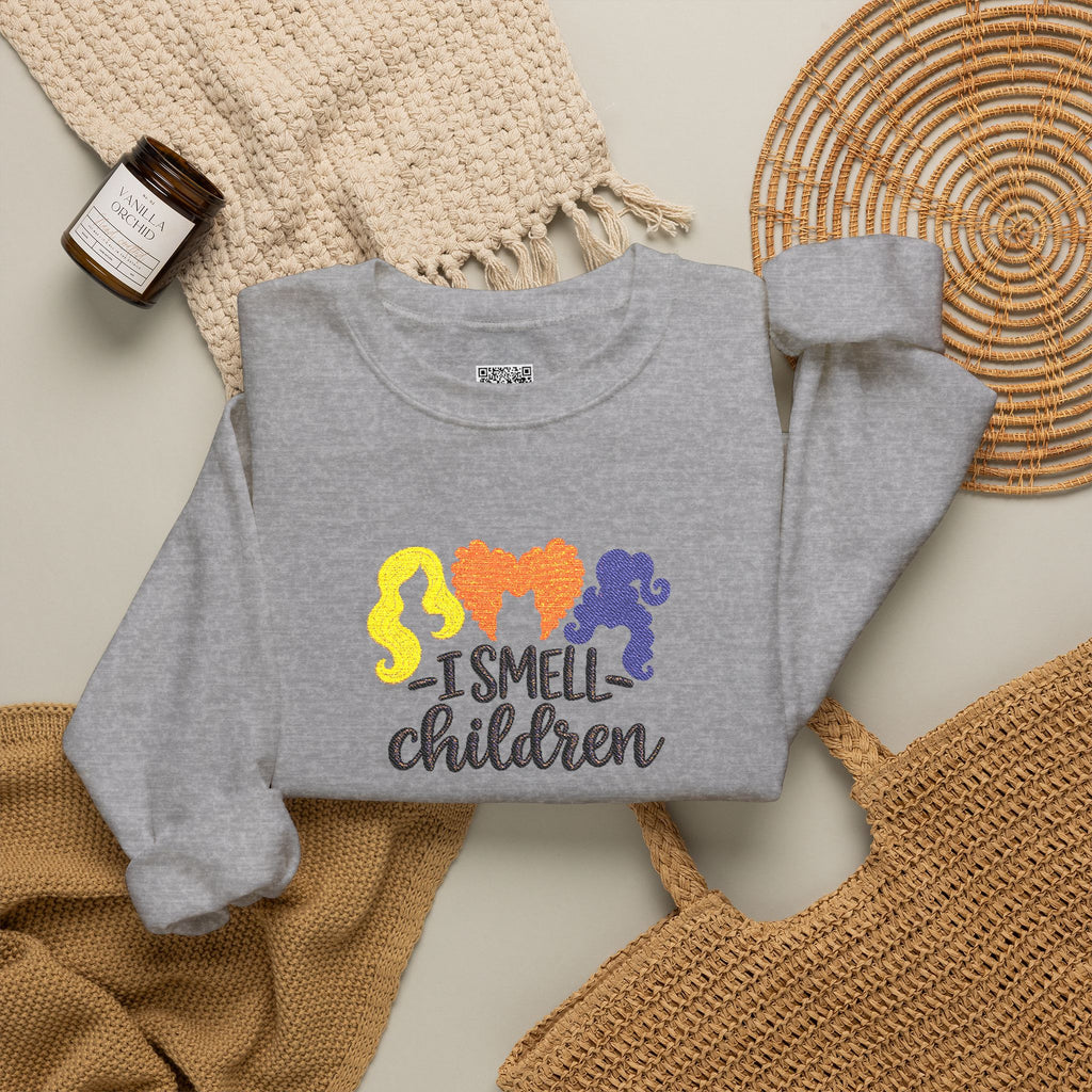 Embroidered I Smell Children Sweatshirt | Sanderson Sisters Hair Crewneck | Cr8tive Designs