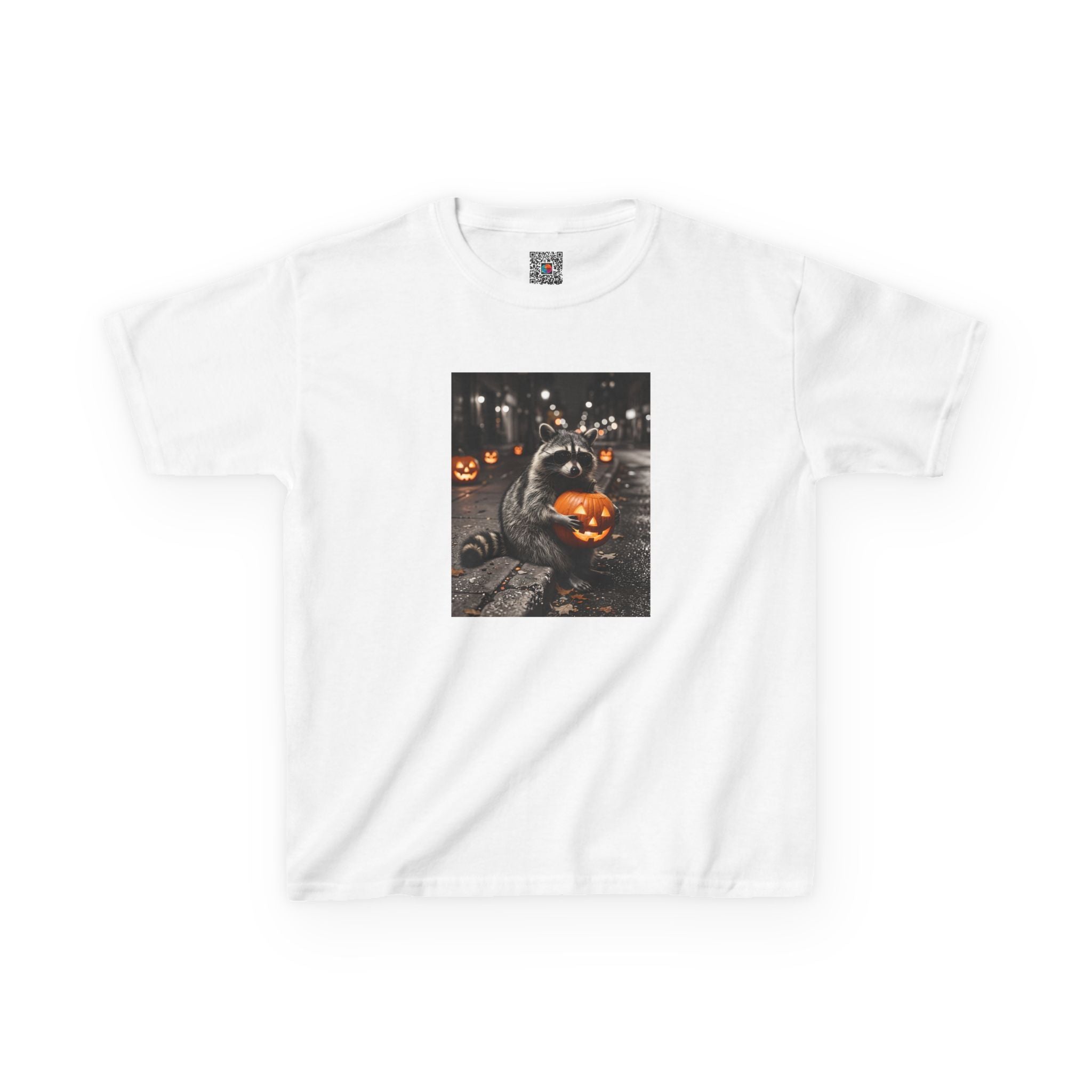 Halloween Raccoon Pumpkin Youth T-Shirt | Fall Jack O Lantern Kids Tee | Cr8tive Designs