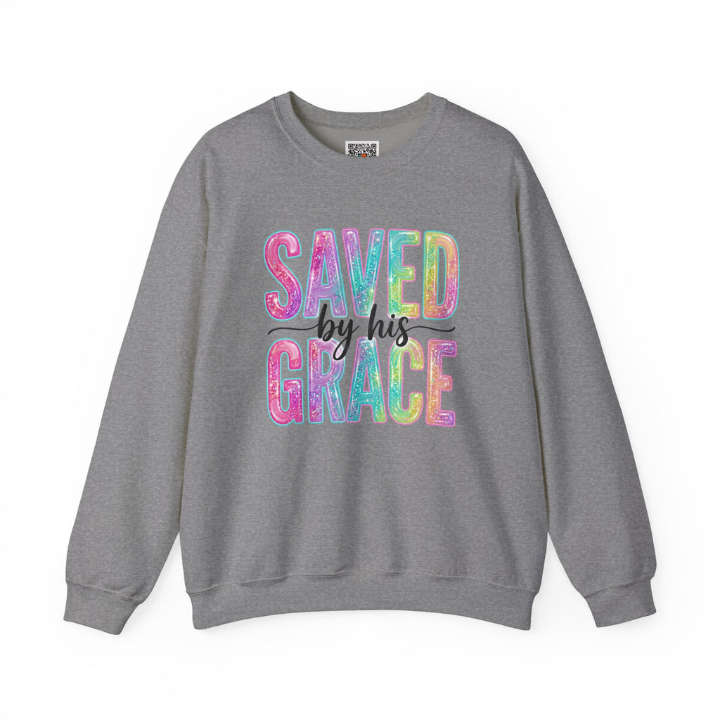 Saved by Grace Sweatshirt – Christian Faith Graphic Crewneck | Inspirational Religious Pullover | Cr8tive Designs