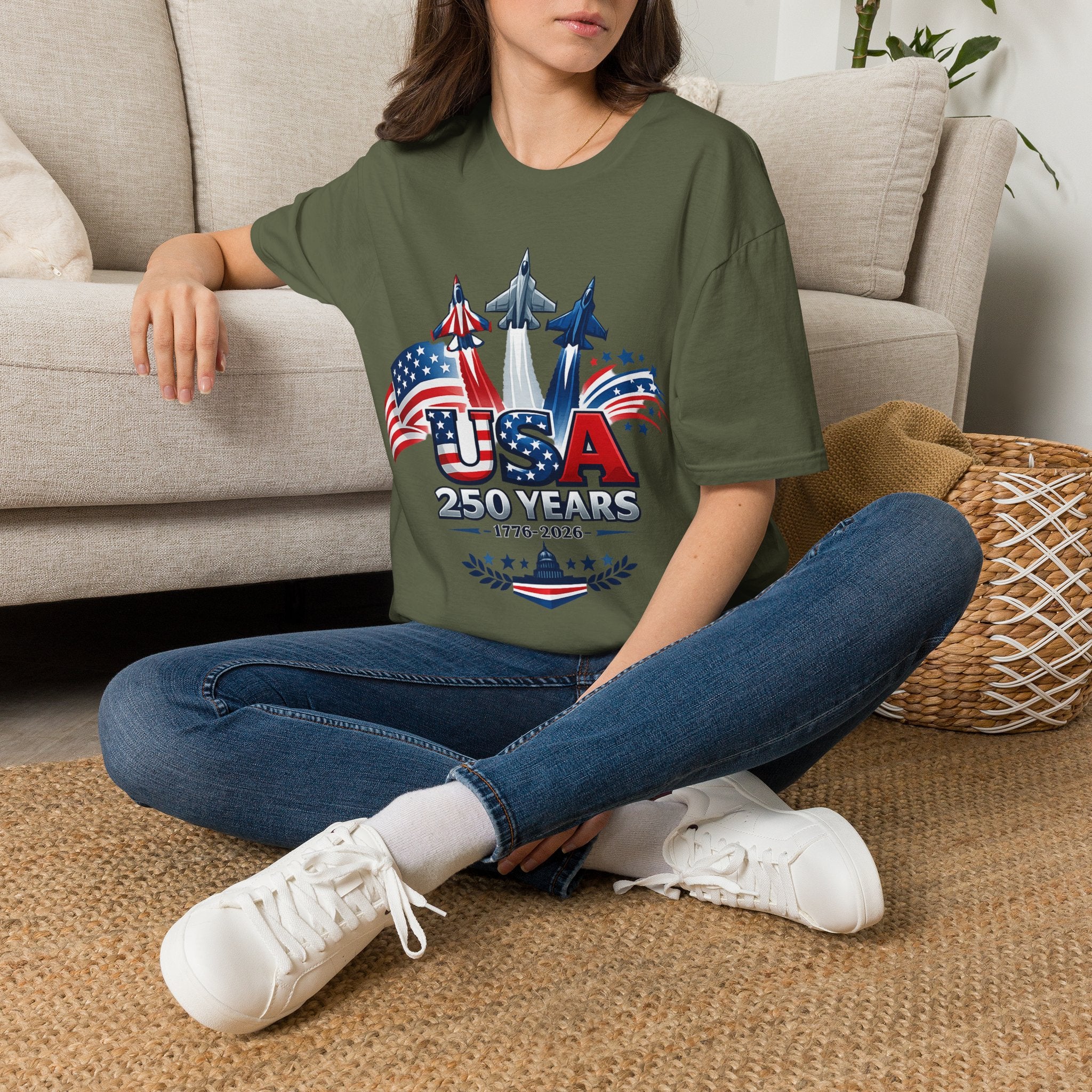 USA 250 Years | Patriotic Jet & American Flag Design | Cr8tive Designs