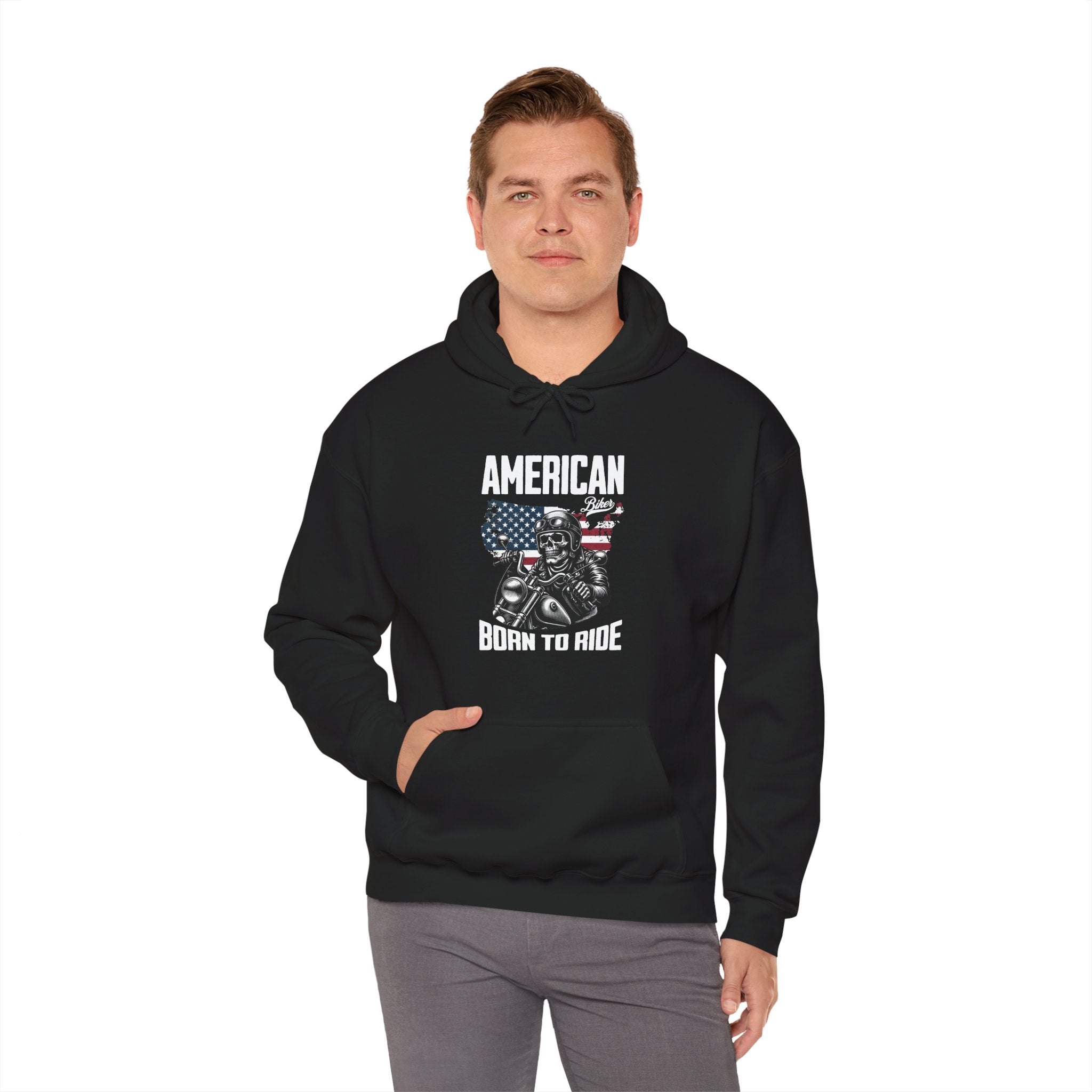 American Born to Ride Hoodie | Patriotic Motorcycle Biker Design | Cr8tive Designs