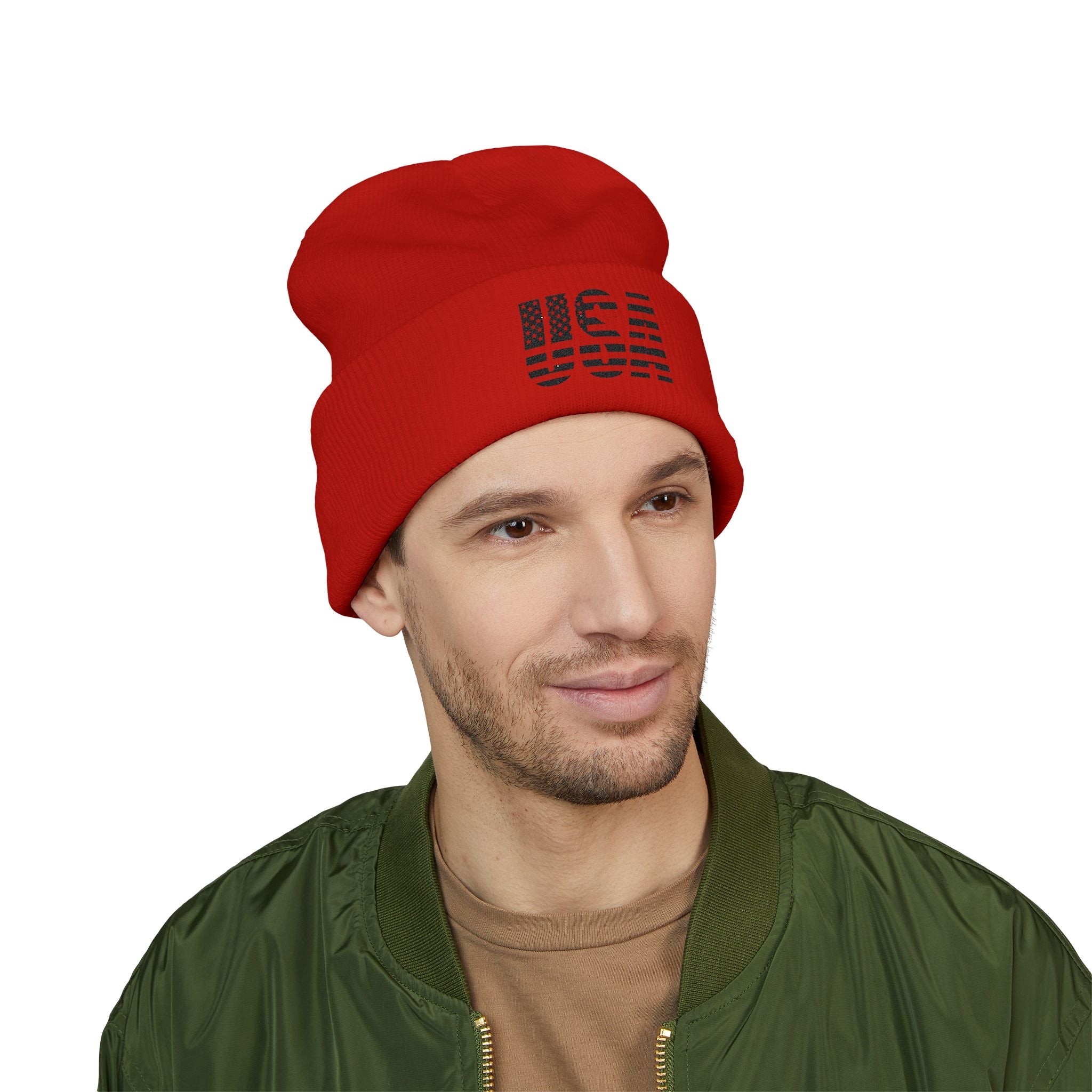 USA Flag Embroidered Cuffed Beanie/Cr8tive Designs