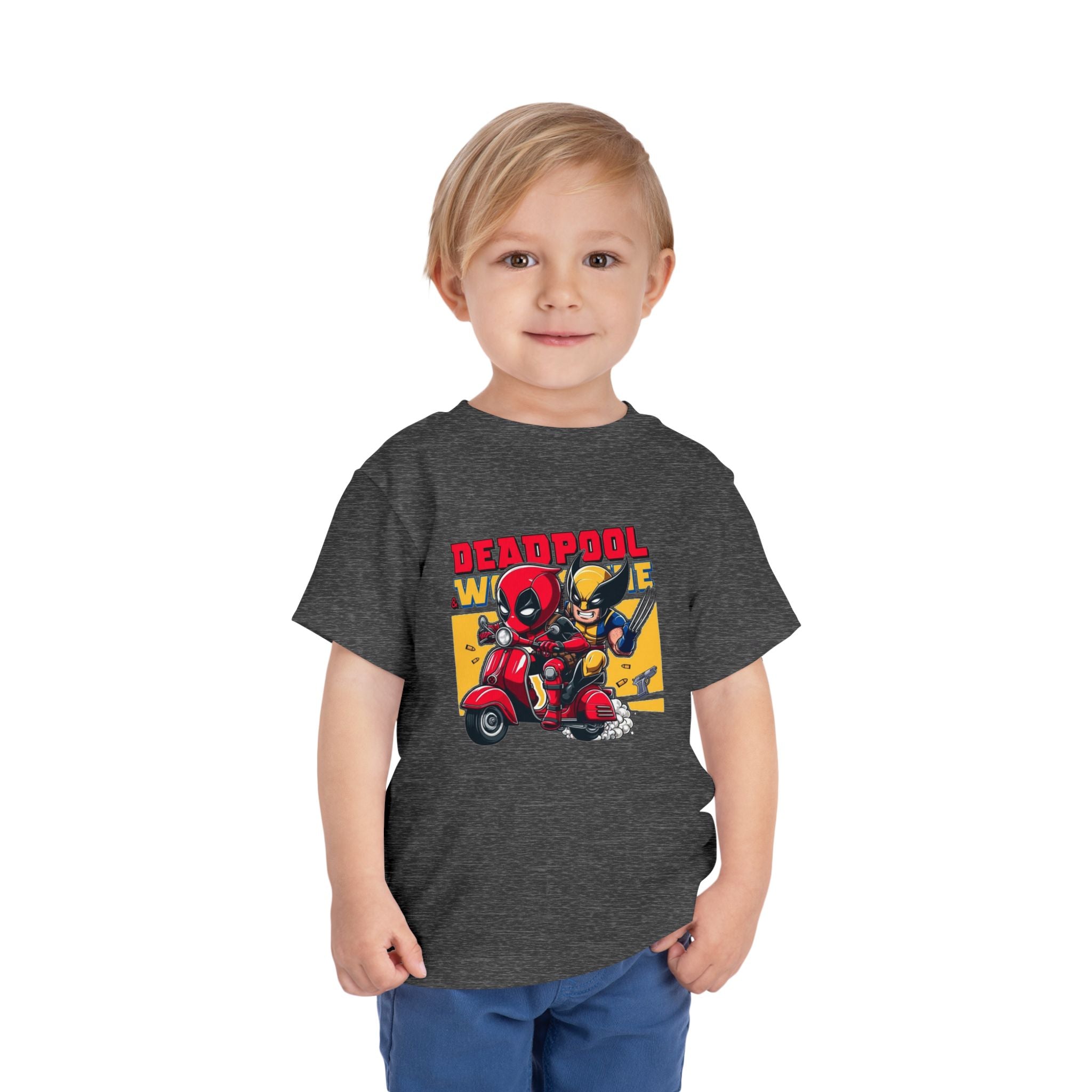 Deadpool & Wolverine Scooter Ride Toddler T-Shirt | Superhero Duo Tee | Cr8tive Designs