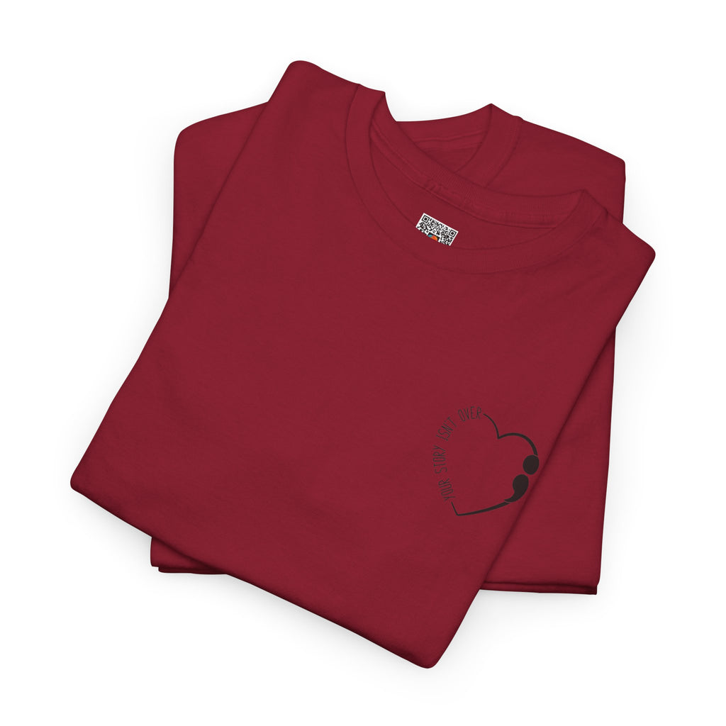 Heart Semicolon Pocket Print T-Shirt | Minimalist Suicide Prevention Graphic Tee | Cr8tive Designs