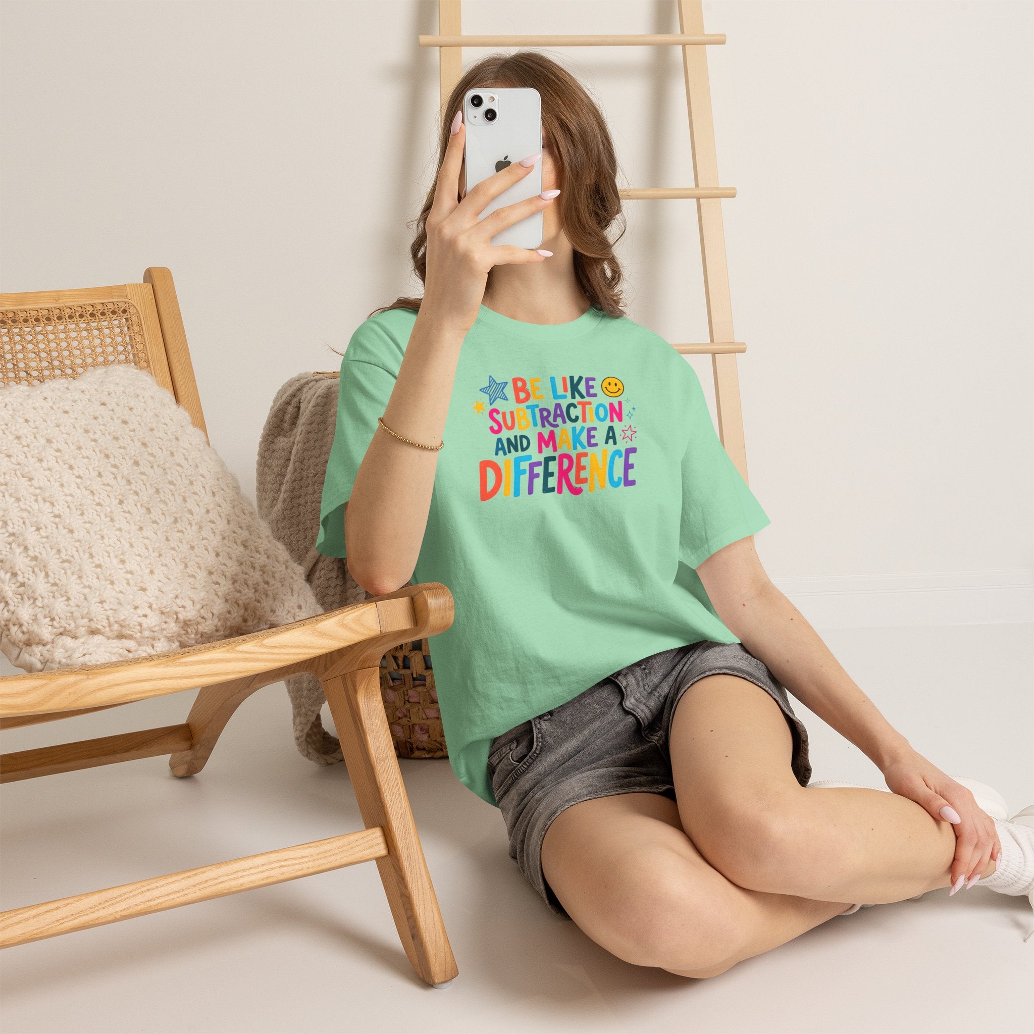 Be Like Subtraction and Make a Difference Teacher Tee | Colorful Math Classroom T-Shirt | Cr8tive Designs