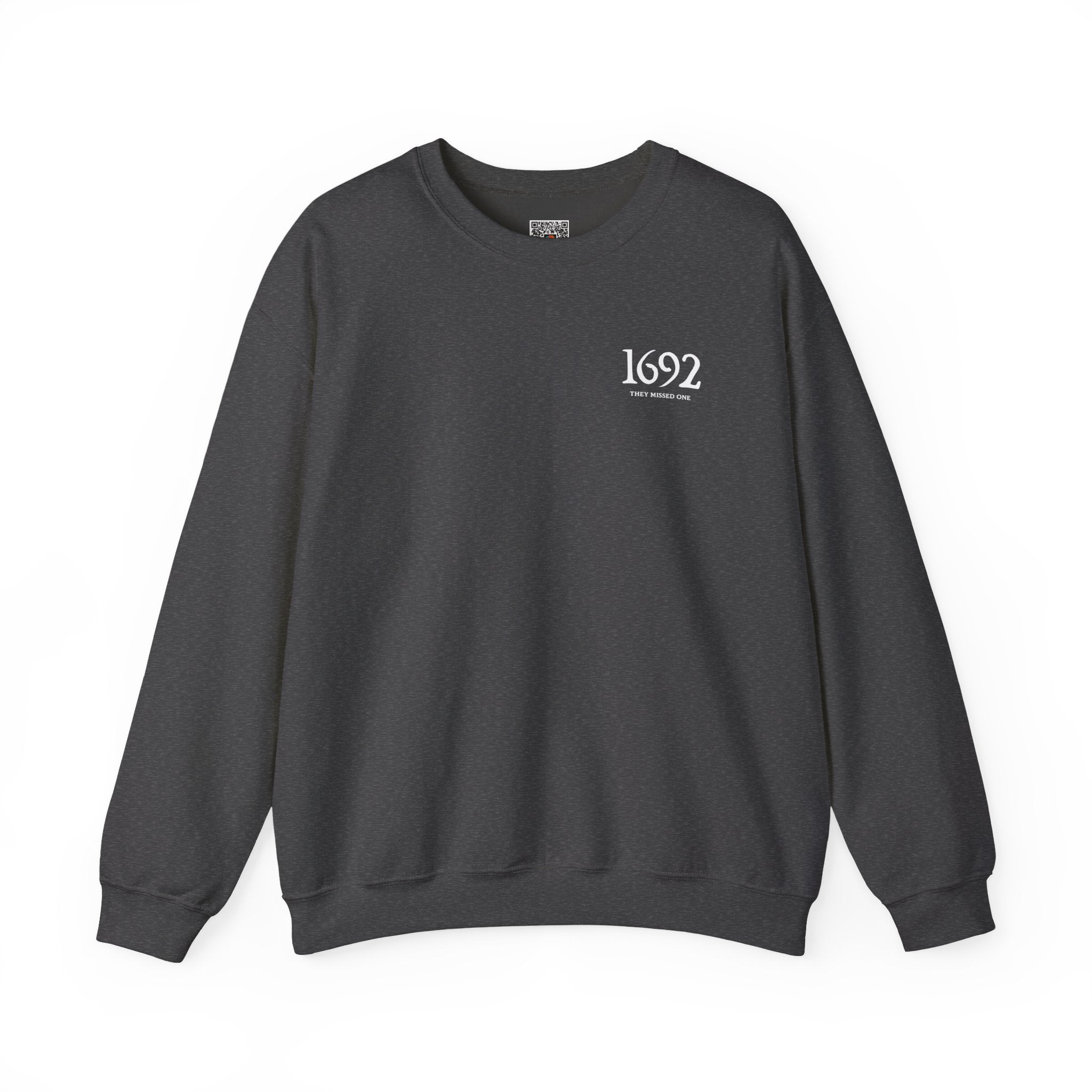 1692 They Missed One Sweatshirt | Minimalist Witchy Chest Graphic Crewneck | Cr8tive Designs