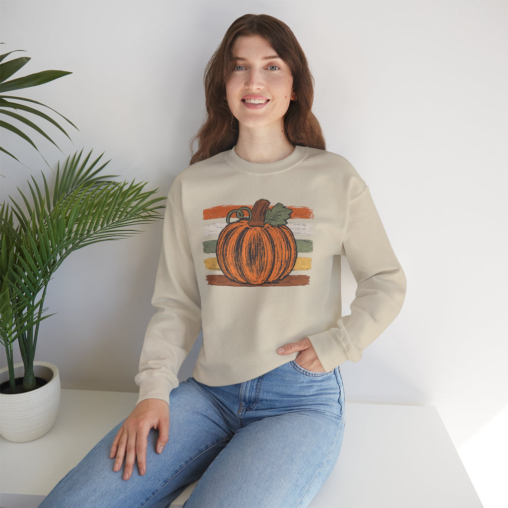 Vintage Retro Pumpkin Sketch Sweatshirt | Distressed Fall Crewneck | Cr8tive Designs