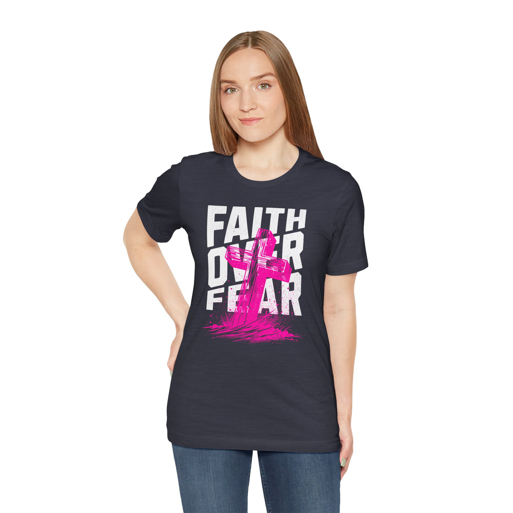 Faith Over Fear T-Shirt | Pink Cross Christian Tee | Cr8tive Designs