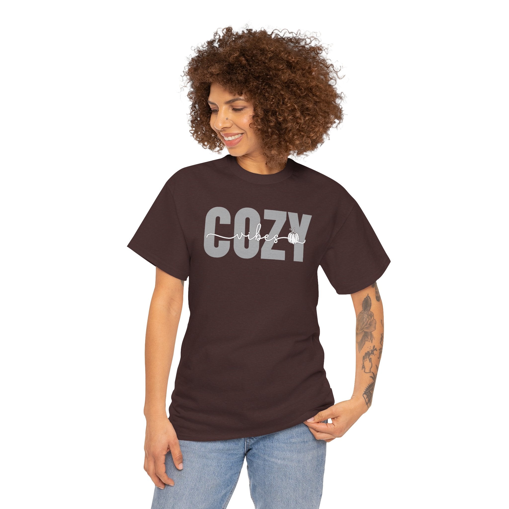 Cozy Vibes Pumpkin Tee | Minimalist Fall Graphic Shirt | Cr8tive Designs