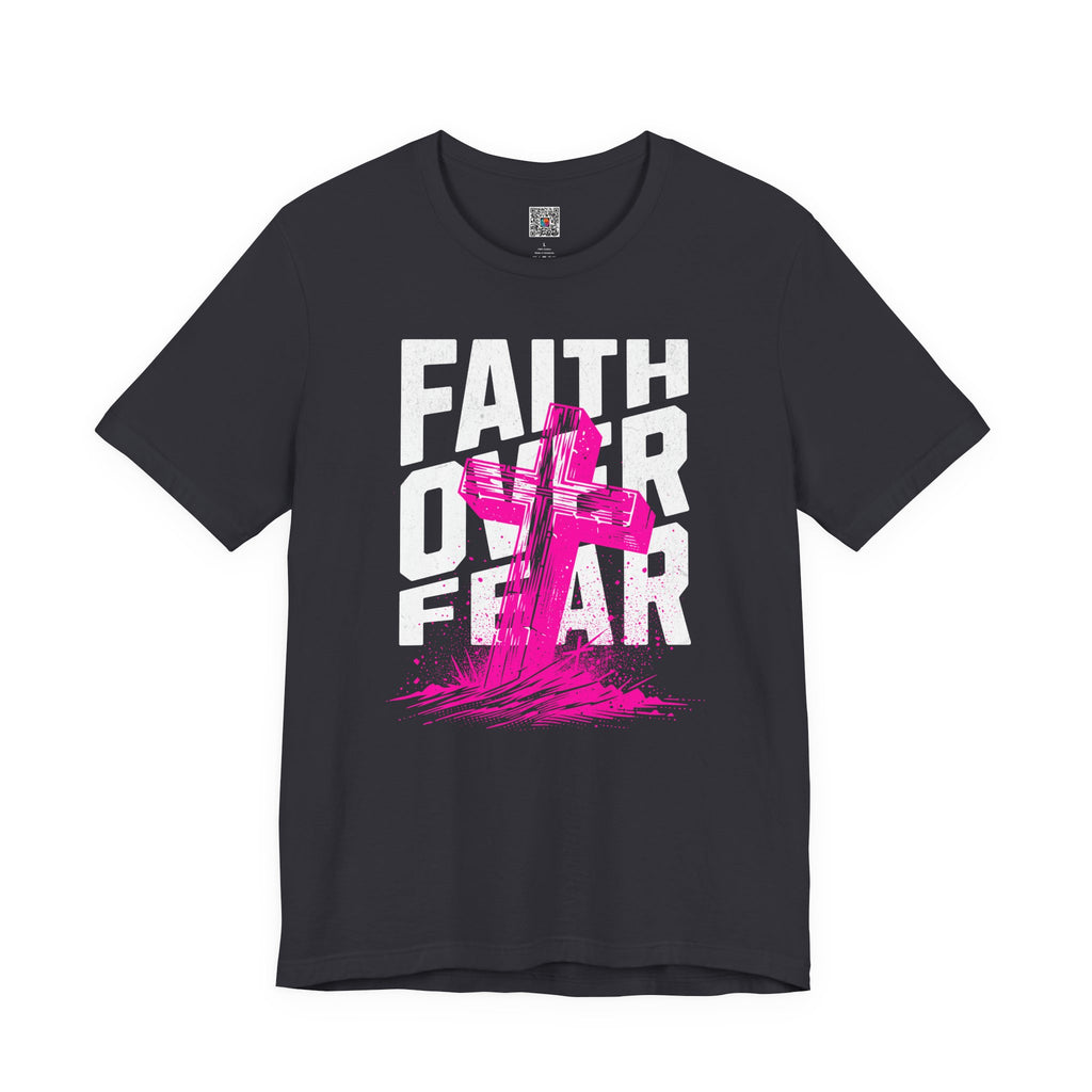 Faith Over Fear T-Shirt | Pink Cross Christian Tee | Cr8tive Designs