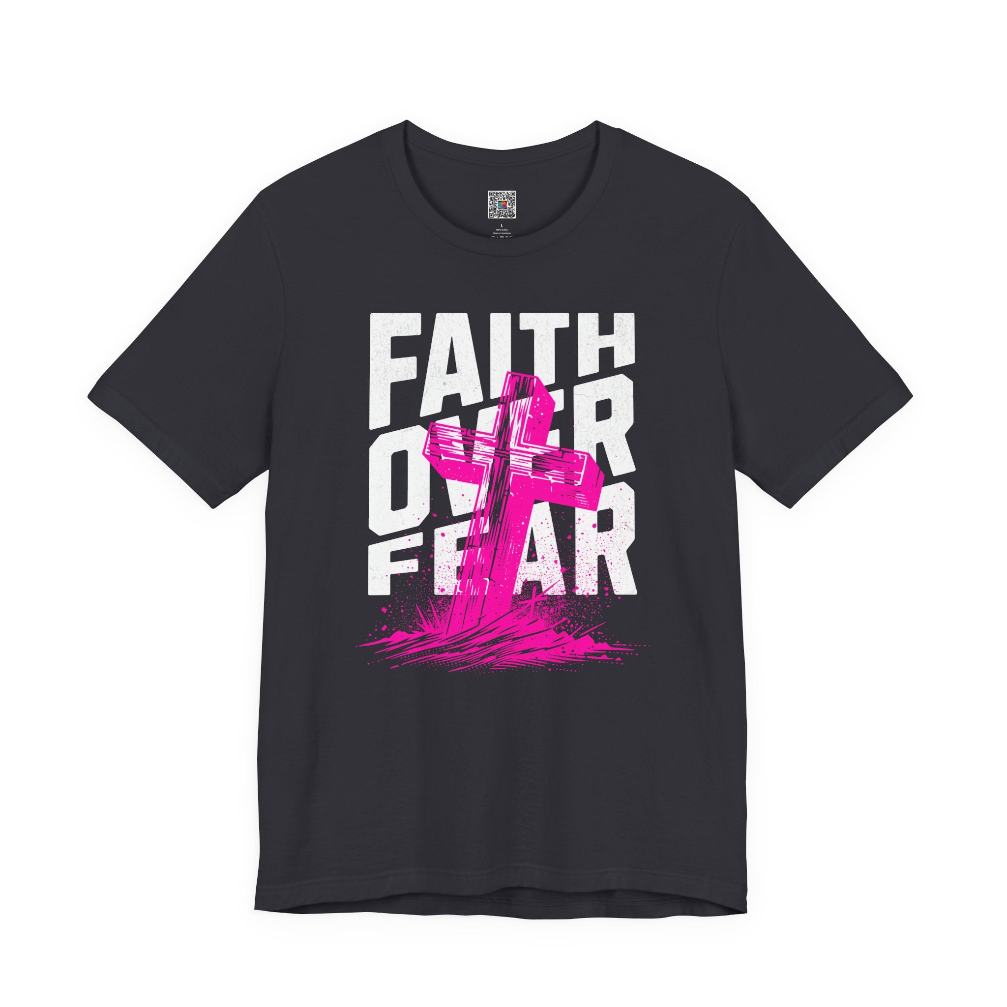 Faith Over Fear T-Shirt | Pink Cross Christian Tee | Cr8tive Designs