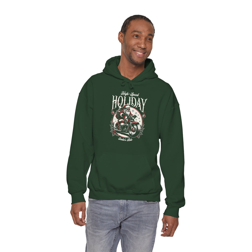 Santa’s Holiday Ride Hoodie | Christmas Motorcycle Biker Design | Cr8tive Designs