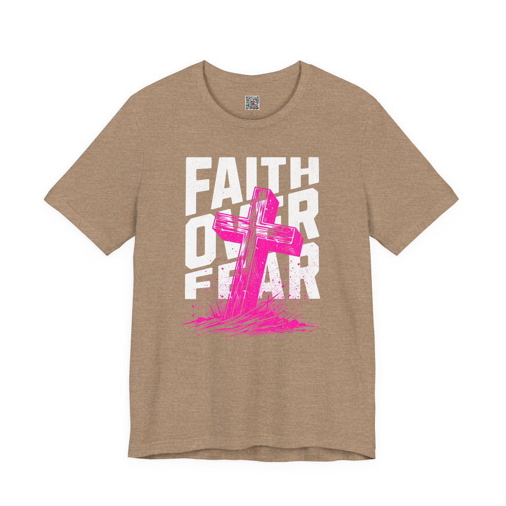 Faith Over Fear T-Shirt | Pink Cross Christian Tee | Cr8tive Designs