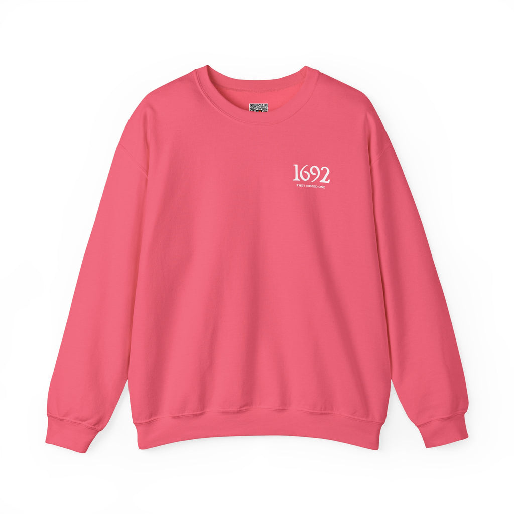 1692 They Missed One Sweatshirt | Minimalist Witchy Chest Graphic Crewneck | Cr8tive Designs