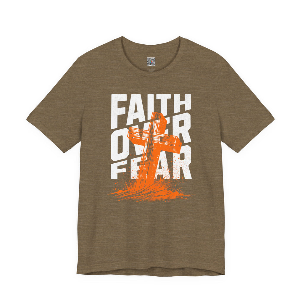 Faith Over Fear Tee | Christian Cross Inspirational Short Sleeve Shirt | Cr8tive Designs
