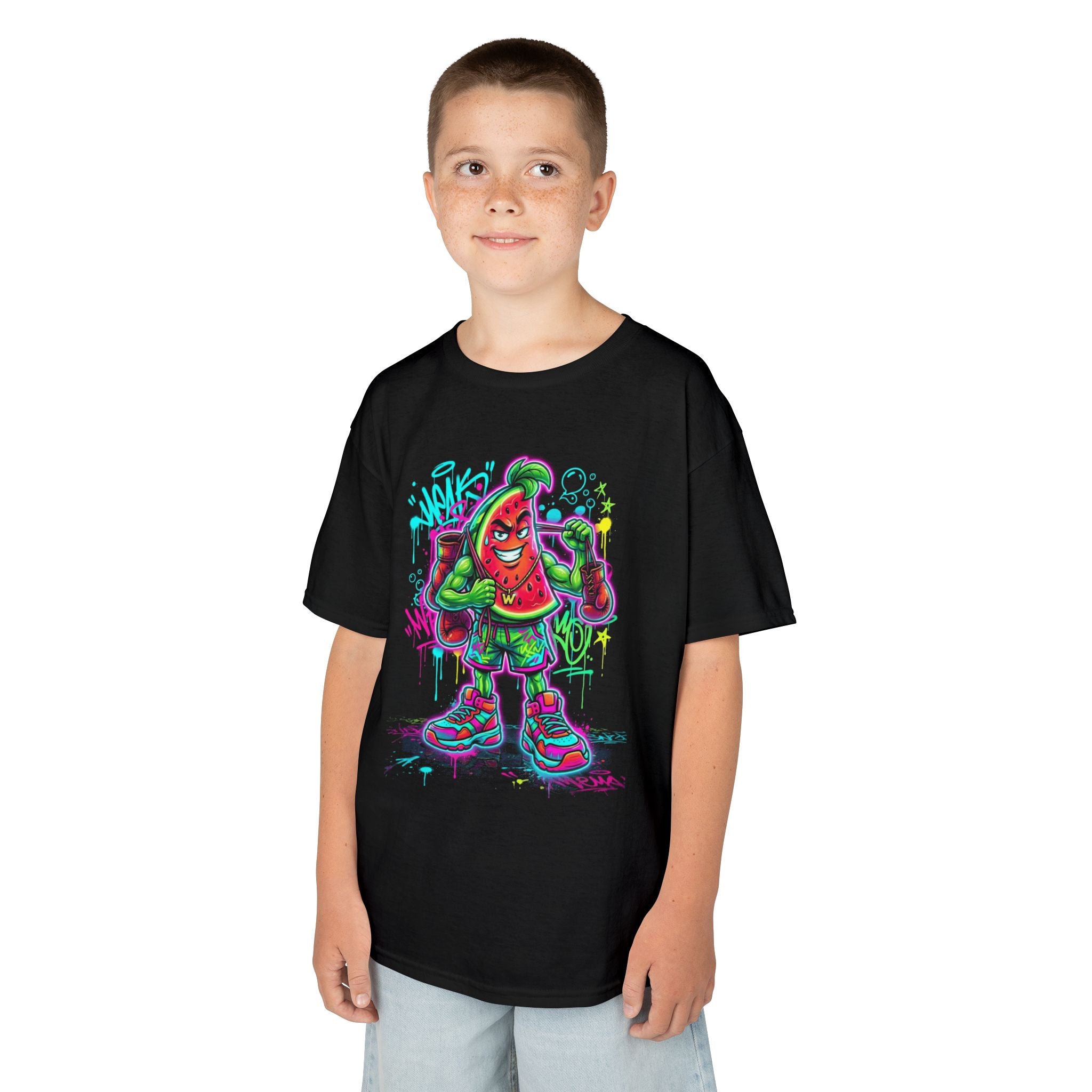 Kids Tee | Neon Graffiti Hot Sauce Character Graphic | Cr8tive Designs