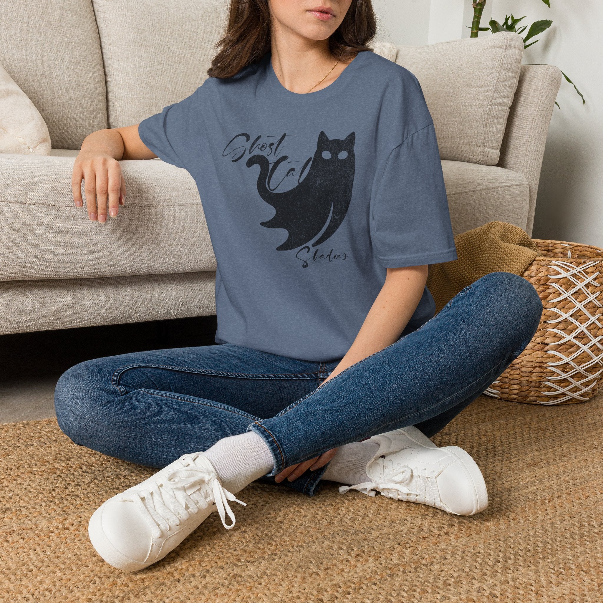 Ghost Cat T-Shirt | Cute Spooky Cat Graphic Tee | Cr8tive Designs