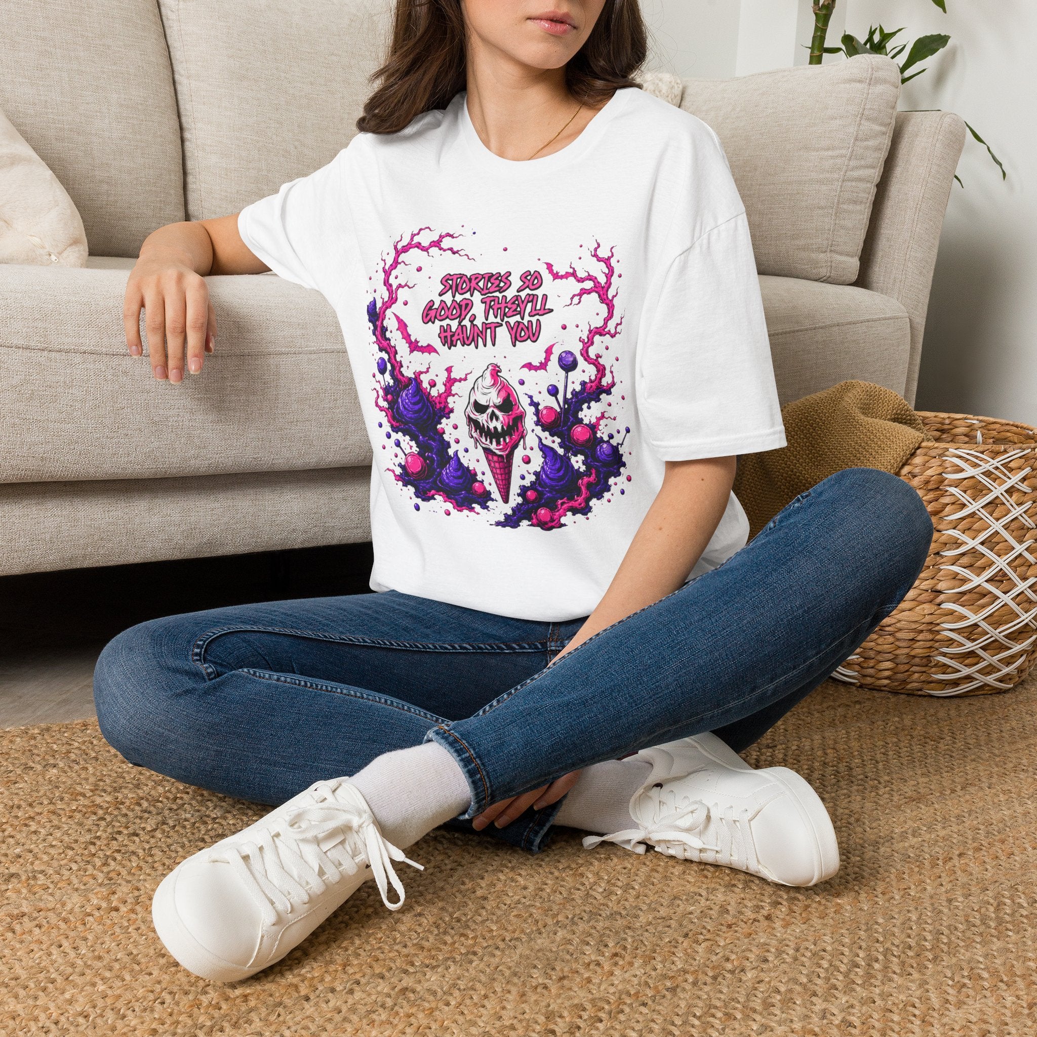 Haunted Stories T‑Shirt | "Stories So Good They'll Haunt You" Horror Graphic Tee | Cr8tive Designs