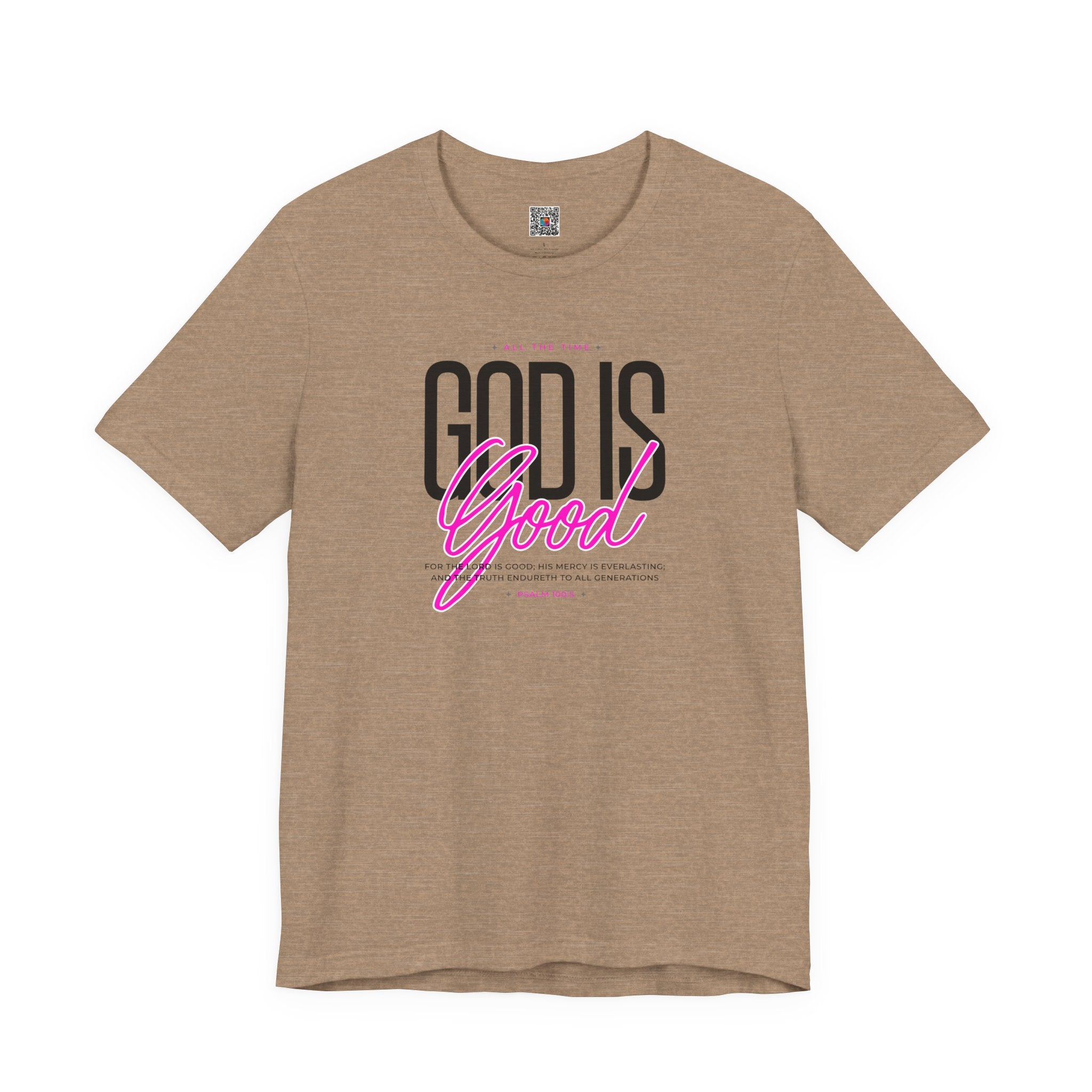 God Is Good T-Shirt | Faith Christian Tee with Pink Script | Cr8tive Designs