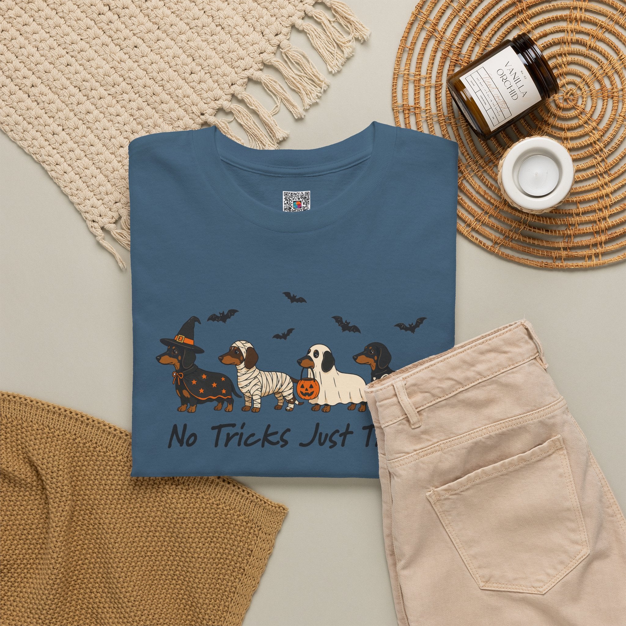 No Tricks Just Treats Tee | Cute Halloween Dogs Graphic T-Shirt | Cr8tive Designs
