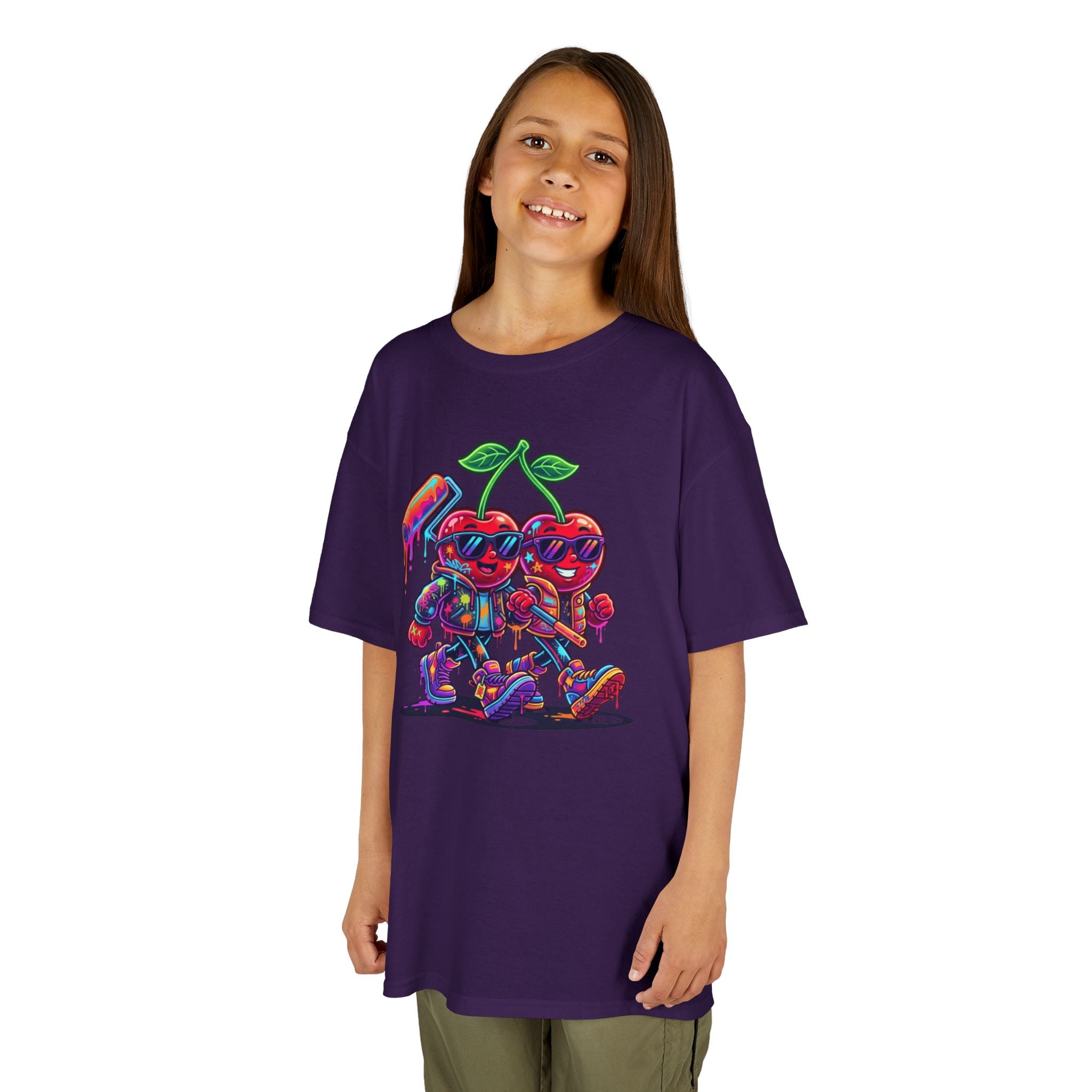 Kids Cherry Squad Graphic Tee | Colorful Retro Gamer Fruit | Cr8tive Designs